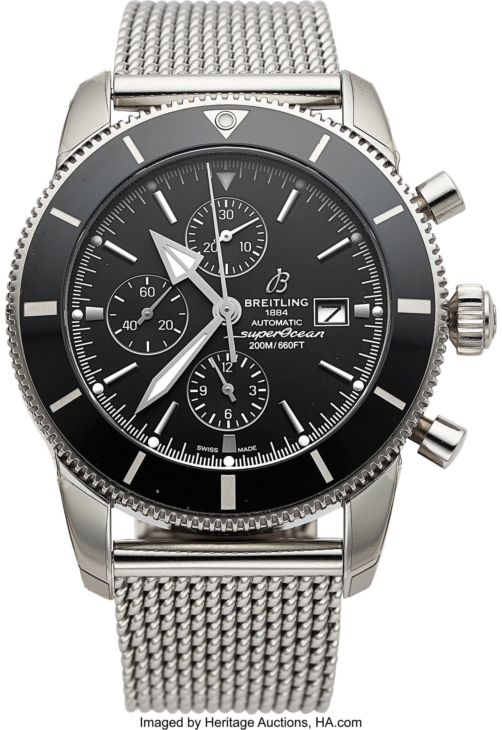 Breitling SuperOcean Heritage Chronograph 46, Fu: Breitling SuperOcean Heritage Chronograph 46, Full Set, Ref. A13312 Case: 46 mm, stainless steel, three body, screw-down case back, unidirectional ratc