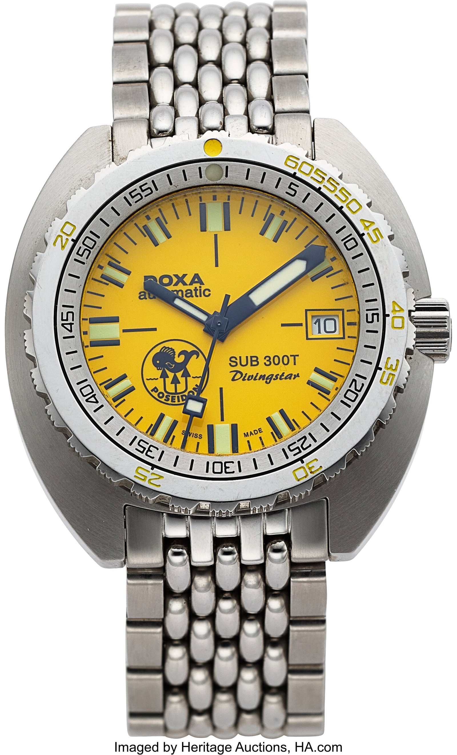 Doxa Poseidon Sub 300 Calendar, Ref. 872.10, Cir: Doxa Poseidon Sub 300 Calendar, Ref. 872.10, Circa 2018 Case: 42 mm, stainless steel, three body, screw-down case back, unidirectional ratcheted