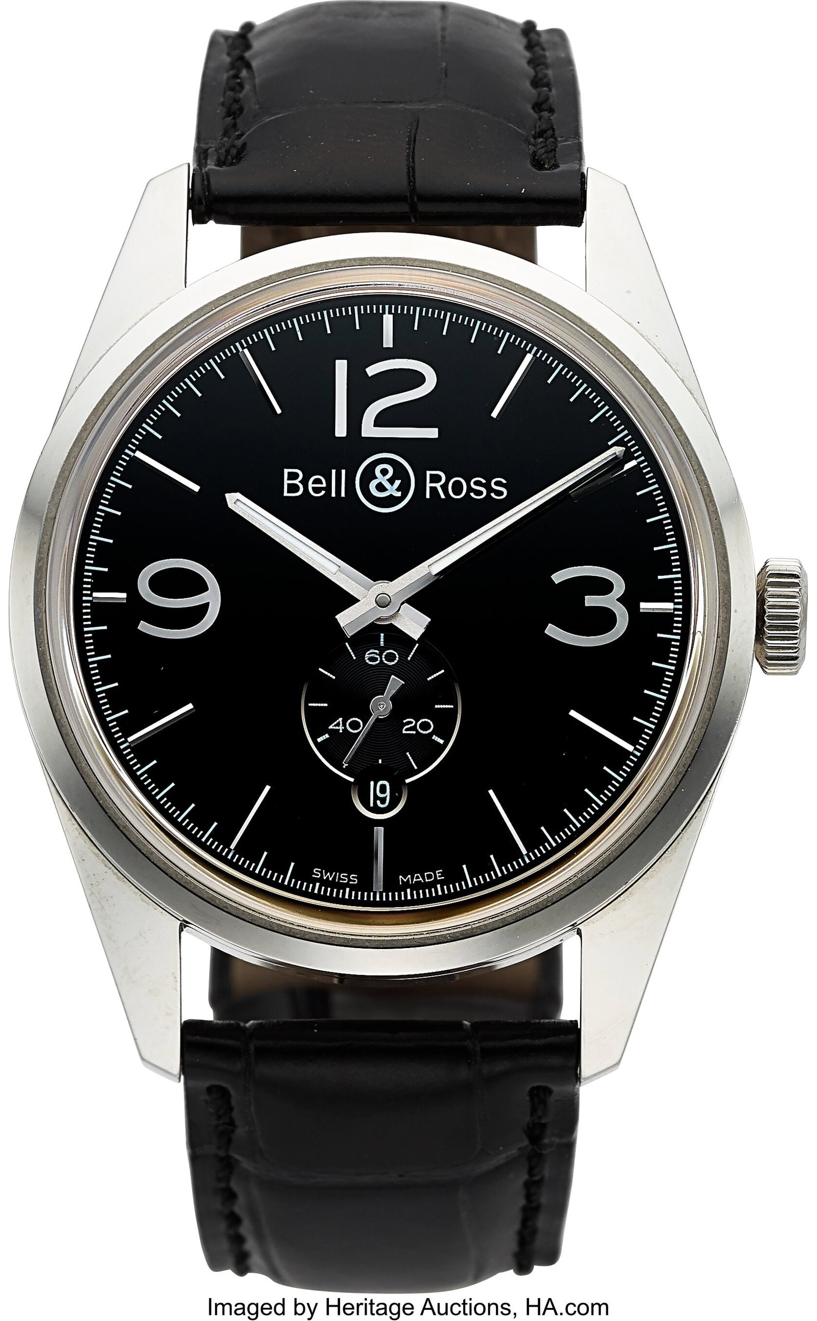 Bell and Ross Date, Stainless Steel, Ref. BR123-: Bell and Ross Date, Stainless Steel, Ref. BR123-95-SP Case: 41 mm, stainless steel, three body, screw-down exhibition case back, No. 10741 Dial&