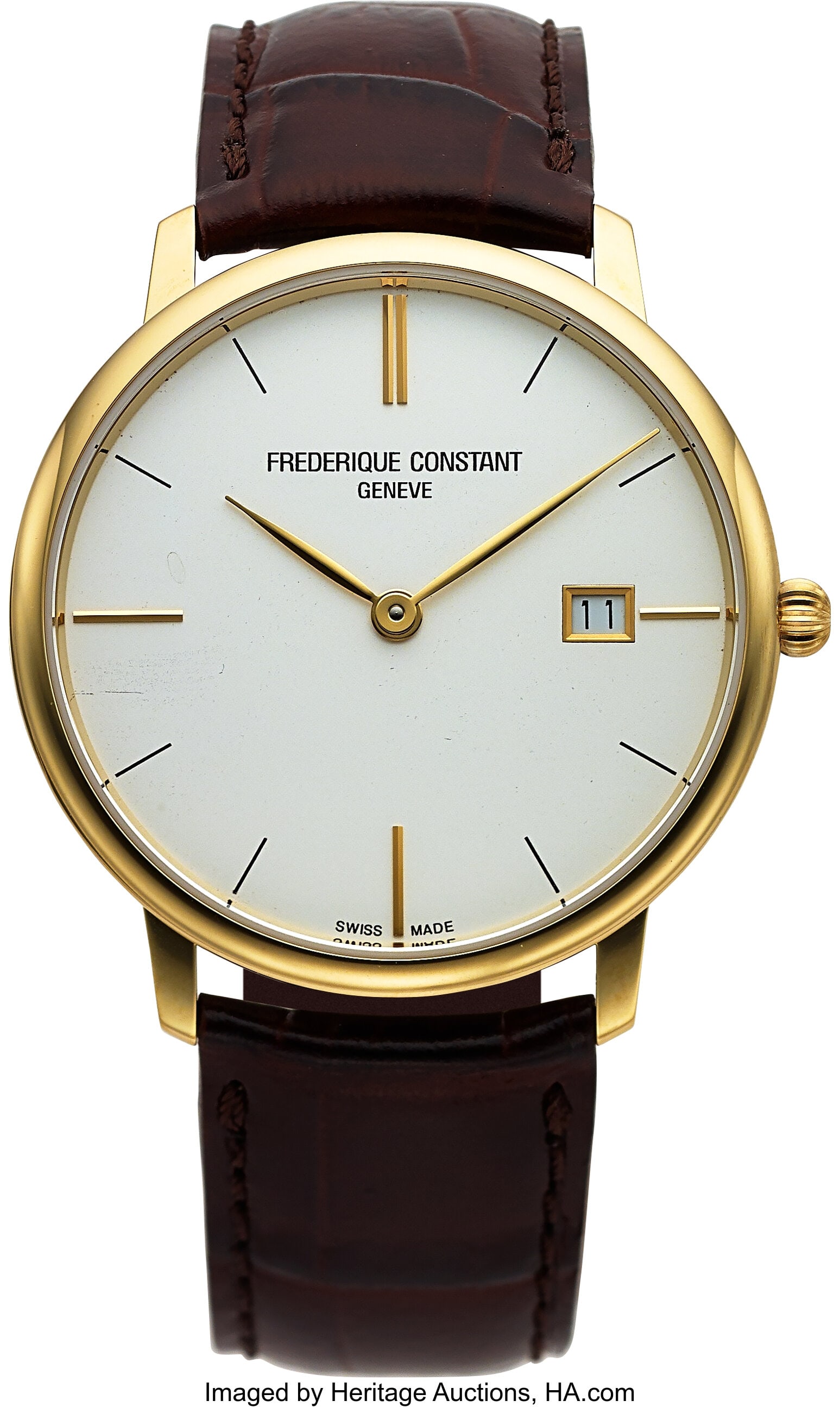 Frederique Constant Slimline Date, Ref. FC200/22: Frederique Constant Slimline Date, Ref. FC200/220/245X5S34/5/6 Case: 39 mm, stainless steel, two body, snap-on case back, No. 3159292 