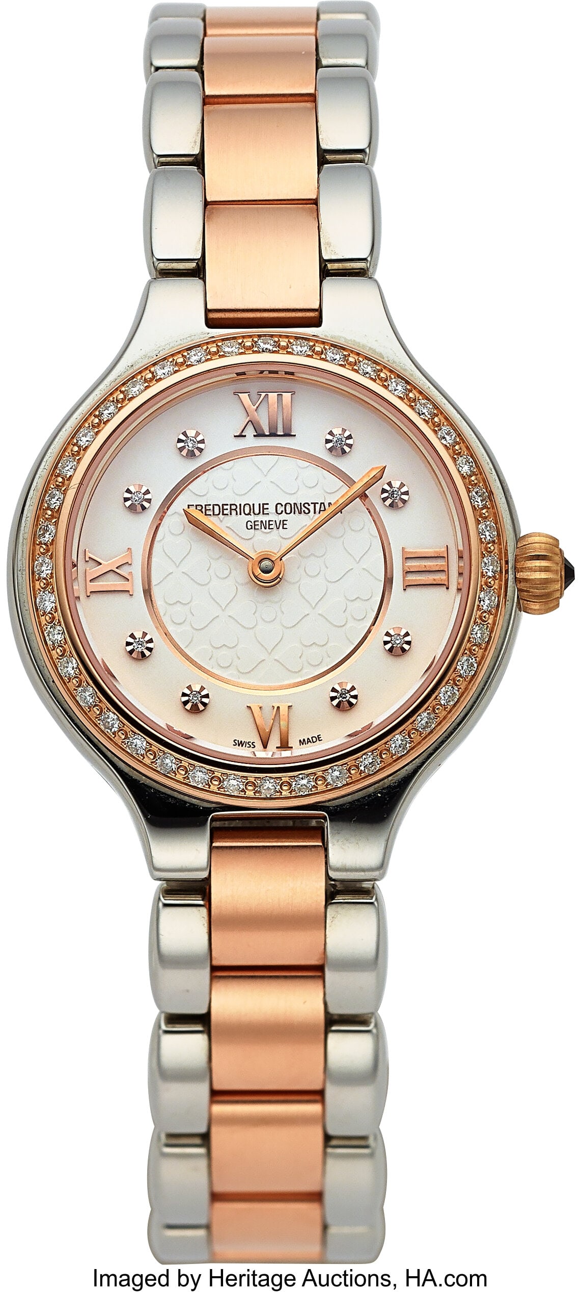 Frederique Constant Classic Delight, Two Tone, D: Frederique Constant Classic Delight, Two Tone, Diamond Set Bezel, Ref. FC-200X1ERD32/6 Case: 28 mm, stainless steel and rose gold plated, three body&comm