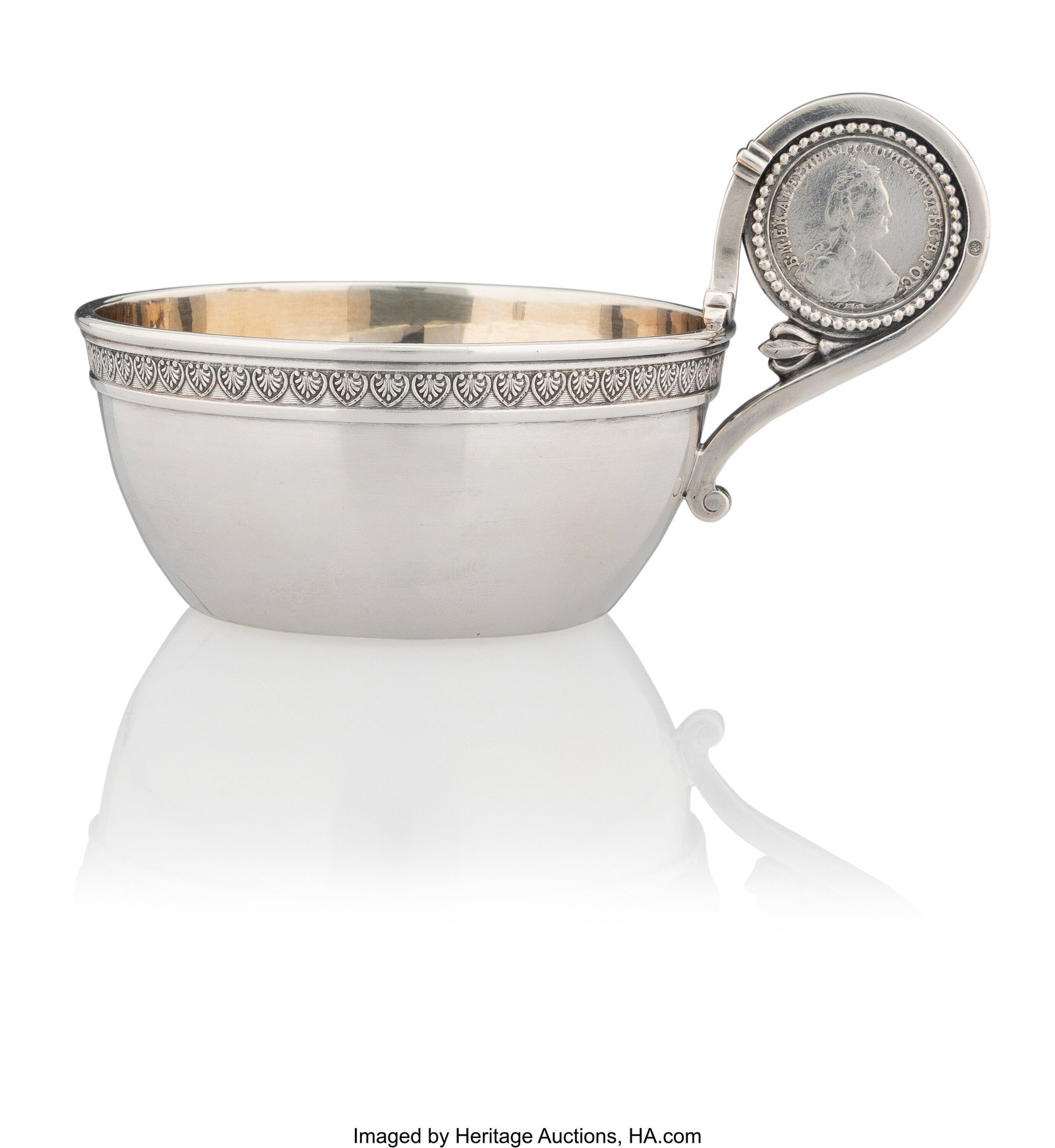 A Fabergé Coin-Mounted Partial Gilt Silver Char (1 of 5)