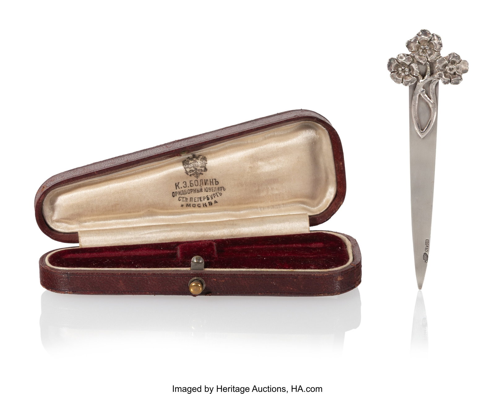 A Bolin Silver Paper Knife Bolin, Moscow, 1896-1: A Bolin Silver Paper Knife Bolin, Moscow, 1896-1908 3-7/8 inches (9.8 cm) 10 grams PROVENANCE: Estimations Ventes aux Enchères, Paris, Miniatu