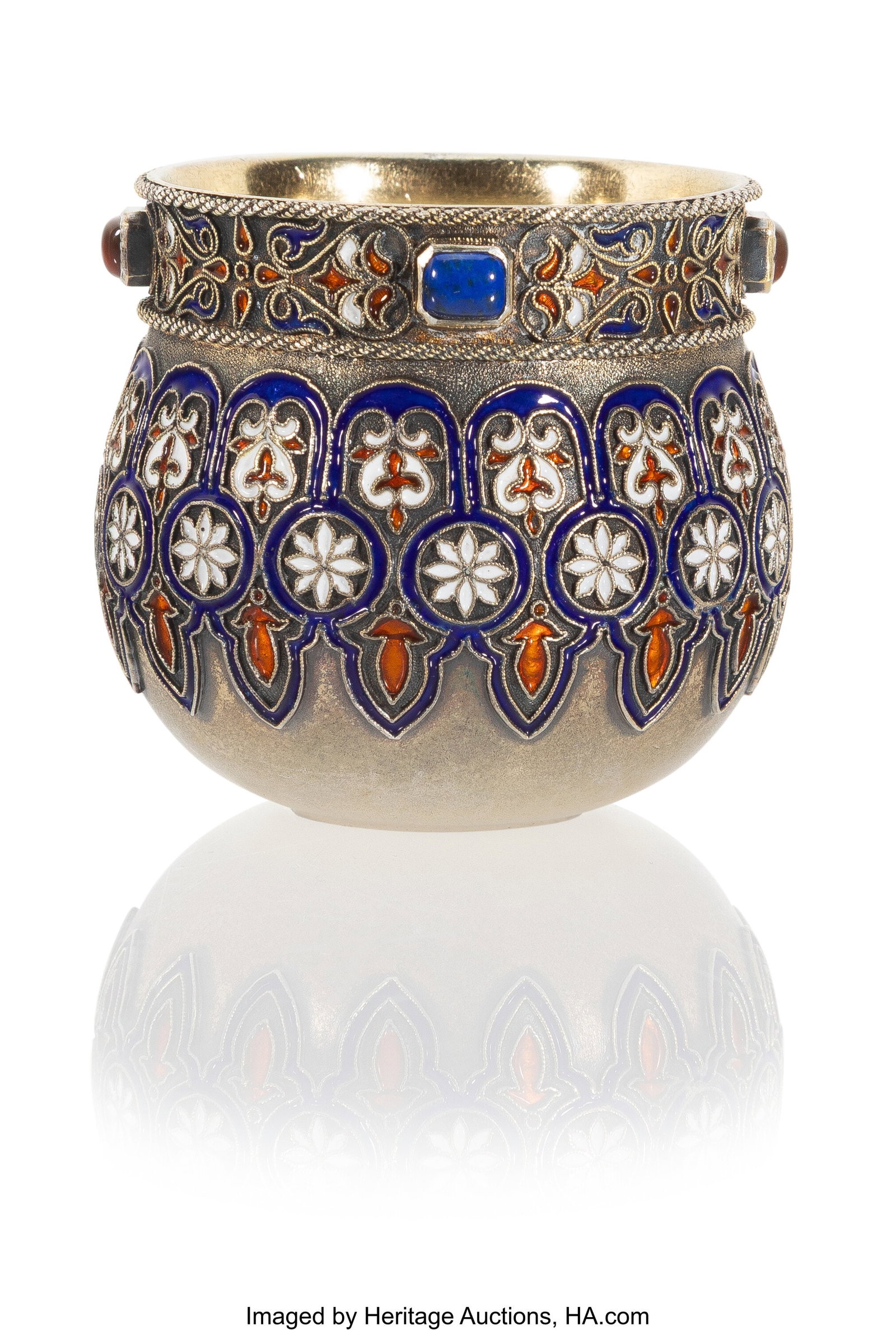 A Russian Cloisonné Enameled Gilt Silver Bratin (1 of 4)