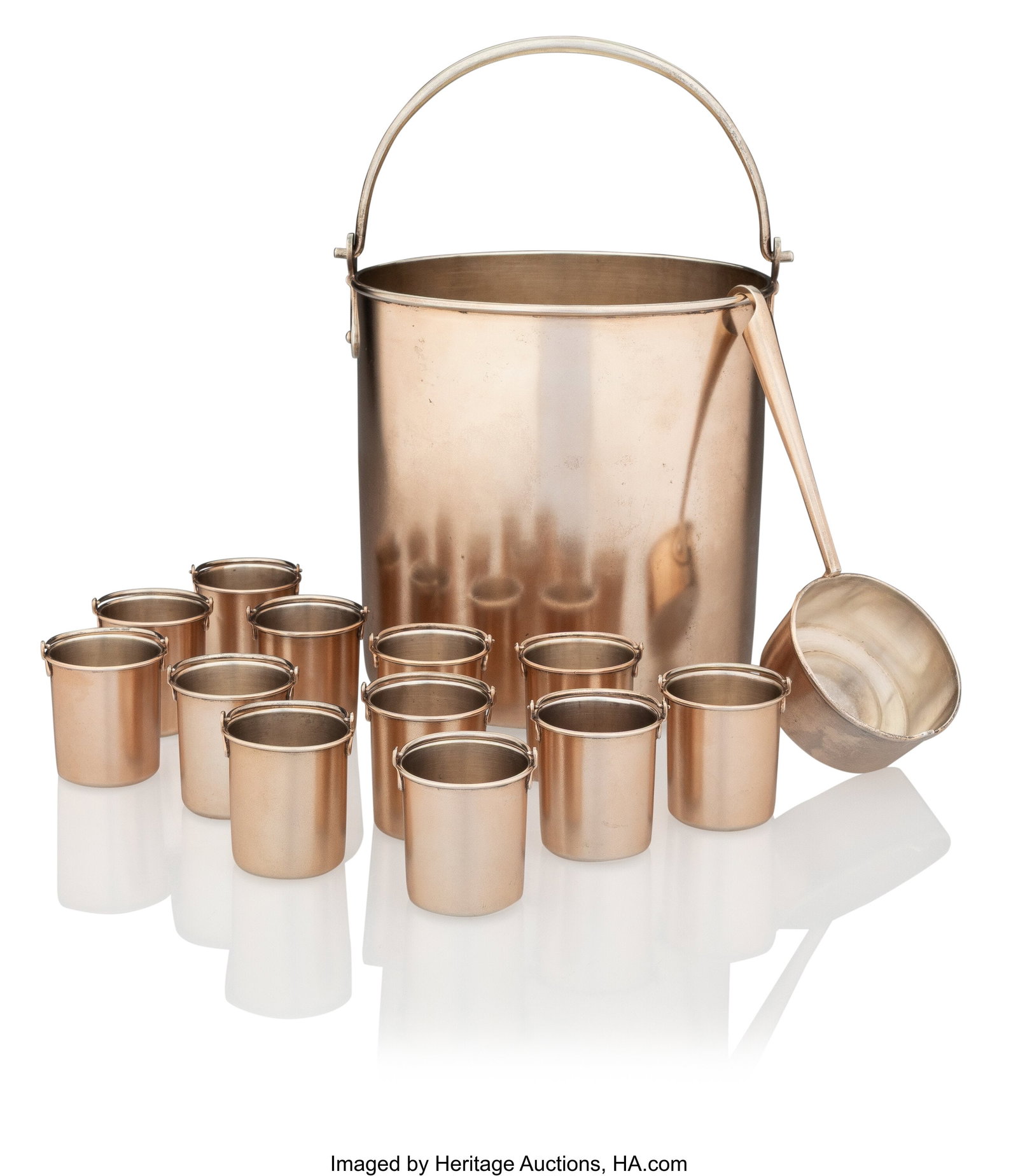 A Russian Silver Vodka Service In the Form of a : A Russian Silver Vodka Service In the Form of a Pail Timothy Hesketh, St. Petersburg, circa 1880 7-3/4 x 7-3/4 x 6-7/8 inches (19.7 x 19.7 x 17&period