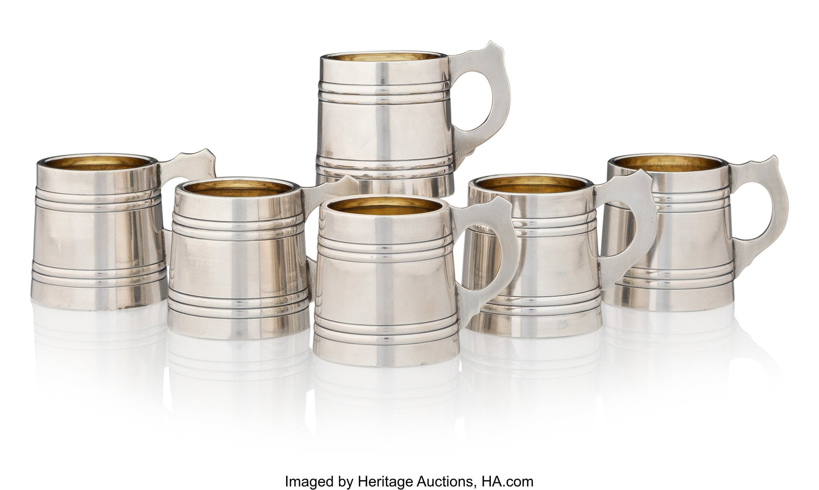 A Set of Six Small Russian Silver Vodka Cups Hen (1 of 5)