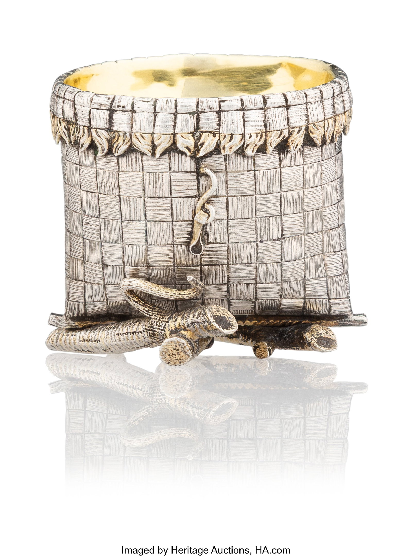 A Russian Trompe L'oeil Partial Gilt Silver Salt (1 of 5)