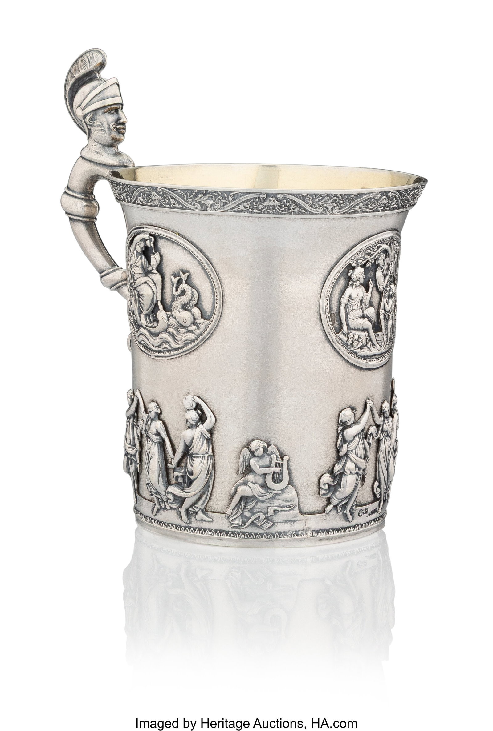 A Russian Neo-Classical Silver Beaker P. Muller,: A Russian Neo-Classical Silver Beaker P. Muller, St. Petersburg, 1829, and with later Soviet marks 5-1/2 x 3-3/4 x 4-3/4 inches (14.0 x 9&period