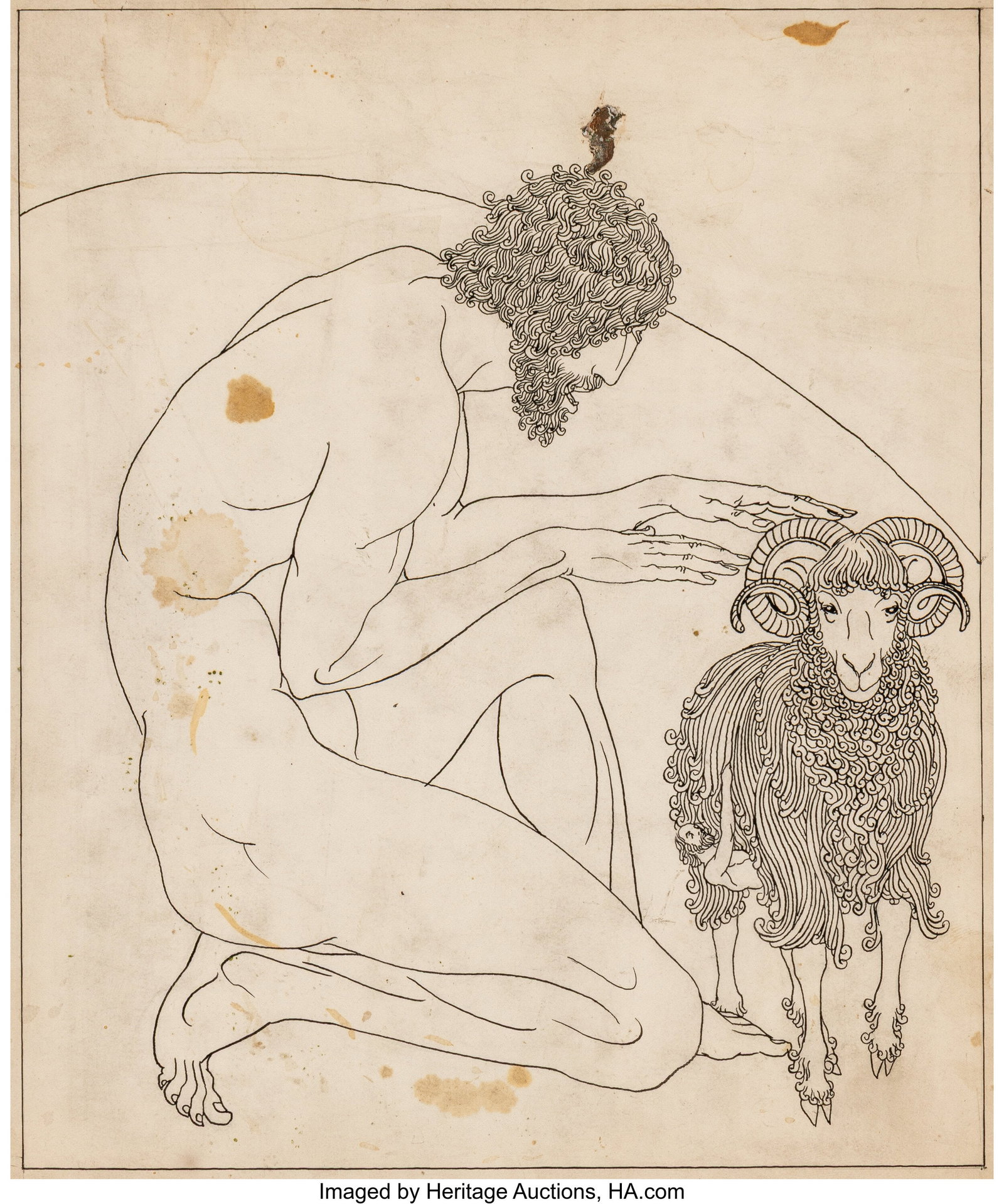 Willy Pogany (Hungarian/American, 1882-1955) The: Willy Pogany (Hungarian/American, 1882-1955) The Adventures of Odysseus and The Tale of Troy book interior, 1929 Ink on paper laid on board 8-5/8 x 7-1/4 inches &lpar
