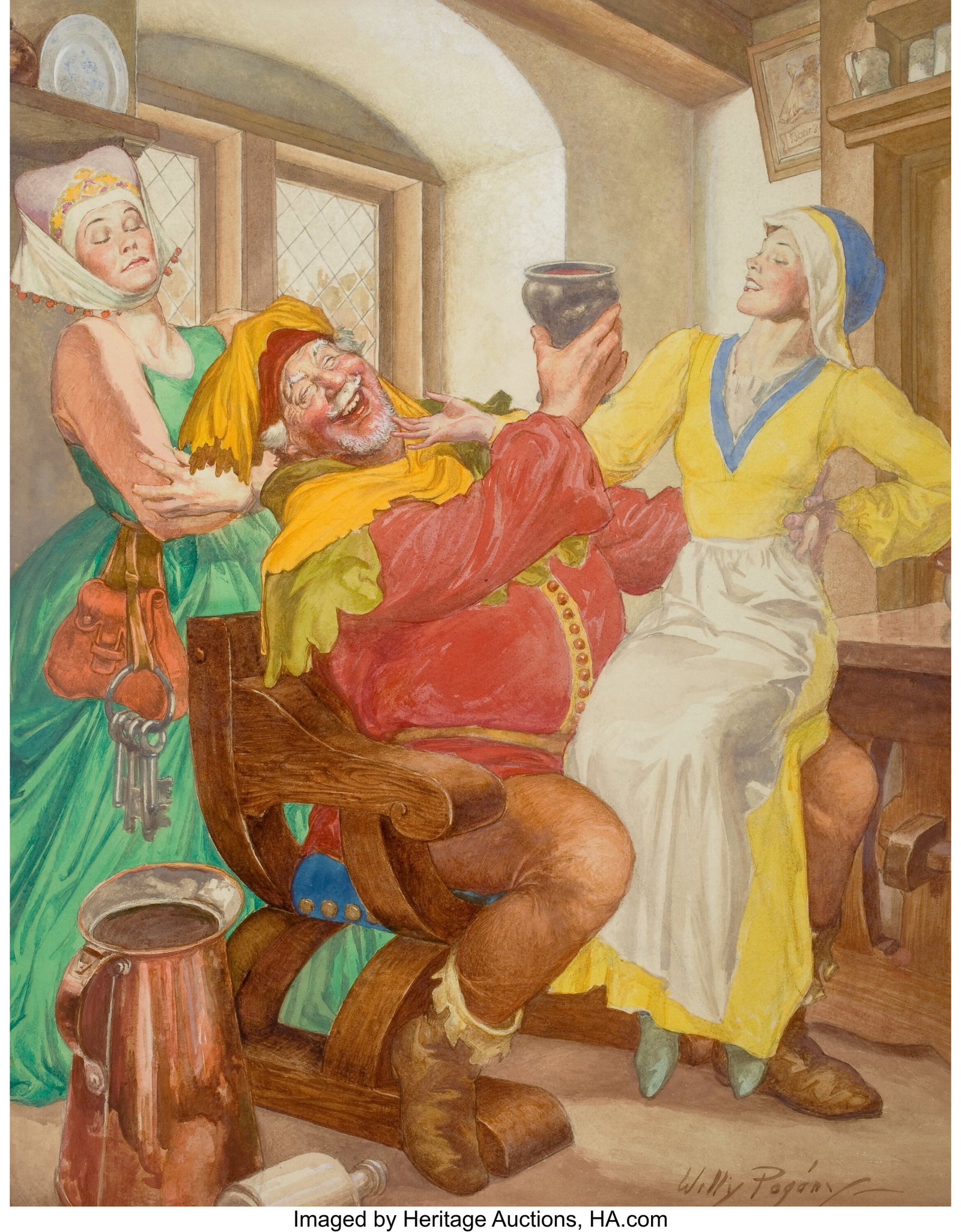 Willy Pogany (Hungarian/American, 1882-1955) Bea: Willy Pogany (Hungarian/American, 1882-1955) Beauties of Shakespeare, The American Weekly cover, March 4, 1952 Watercolor on paper 22-1/2 x 17-3/4 inches 