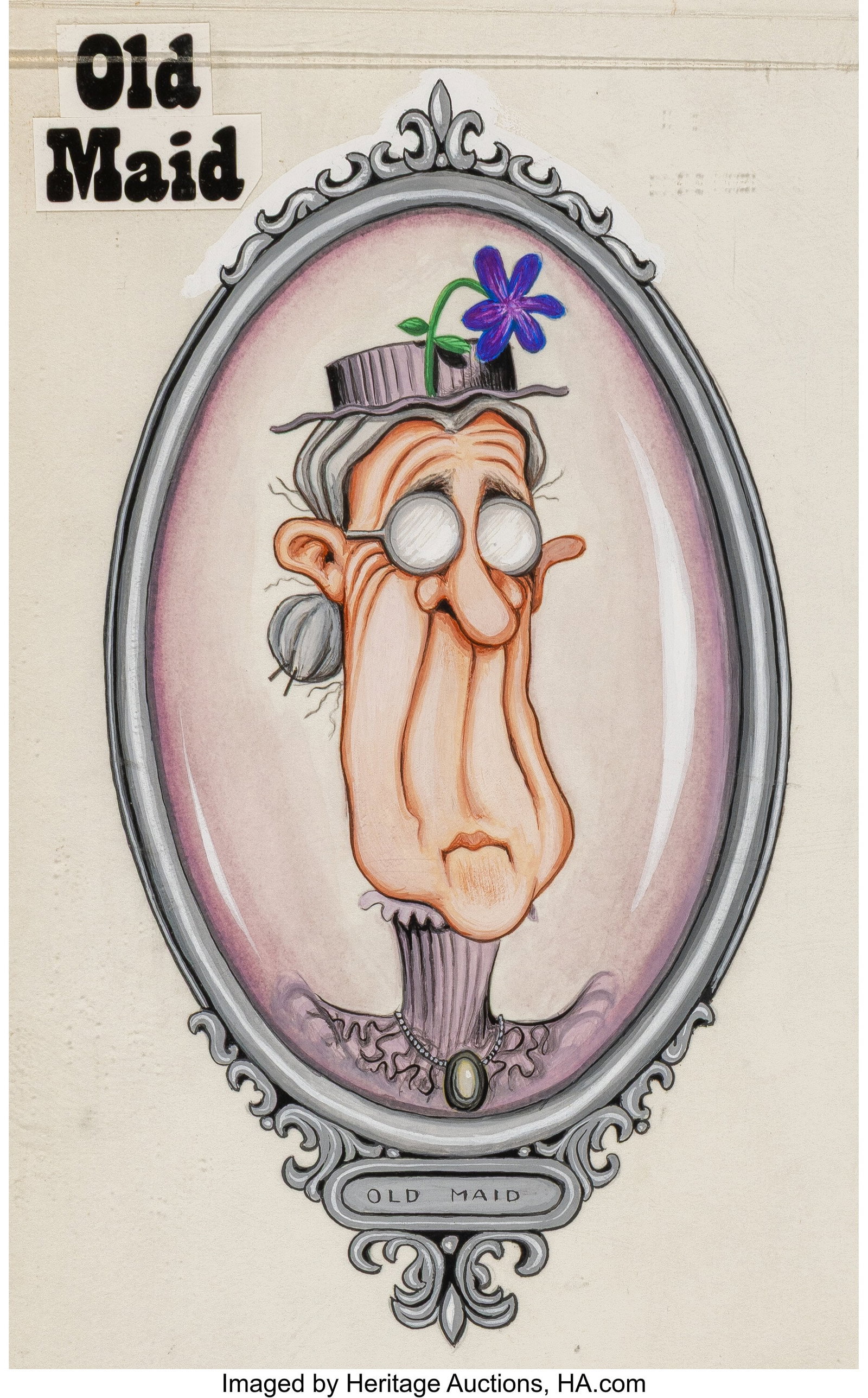 American Artist (20th Century) Giant Old Maid ca: American Artist (20th Century) Giant Old Maid card game art and box design (twenty one works), 1978 Twenty gouache and ink on board with elements of collage; one collage