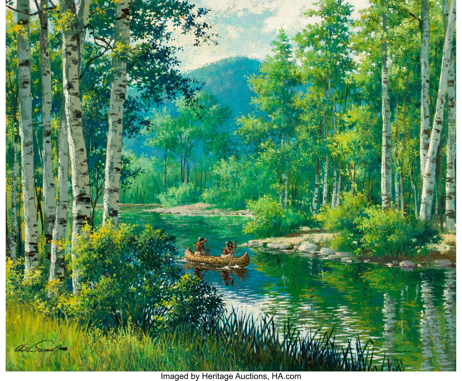 Arthur Saron Sarnoff (American, 1912-2000) Befor: Arthur Saron Sarnoff (American, 1912-2000) Before the White Man Oil on board 19-1/2 x 23-1/2 inches (49.5 x 59.7 cm) (image) Signed lower left