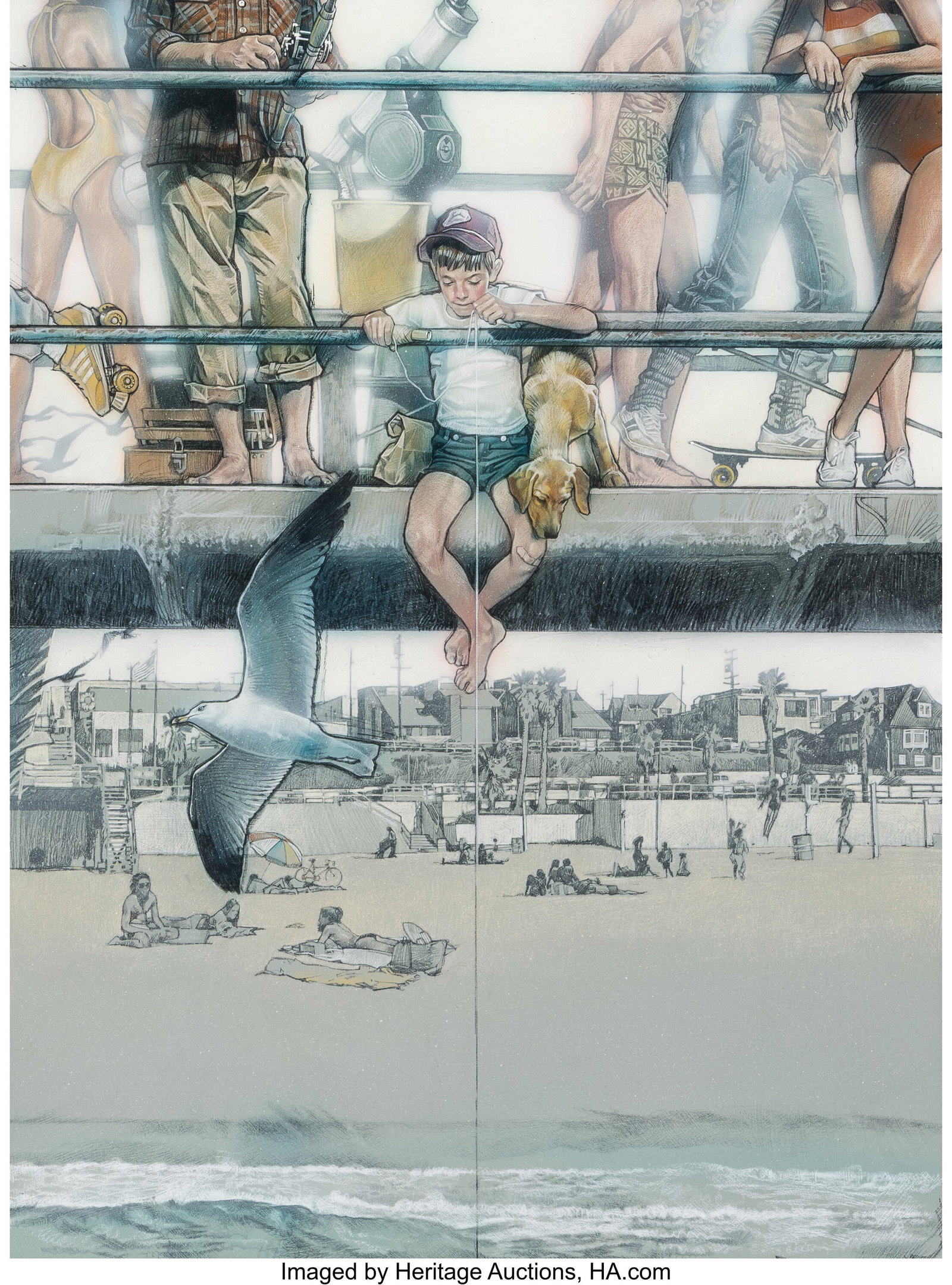 Drew Struzan (American, 1947-2025) Manhattan Bea: Drew Struzan (American, 1947-2025) Manhattan Beach poster art, 1980 Mixed media on board 26-3/4 x 20 inches (67.9 x 50.8 cm) (image) Not sig