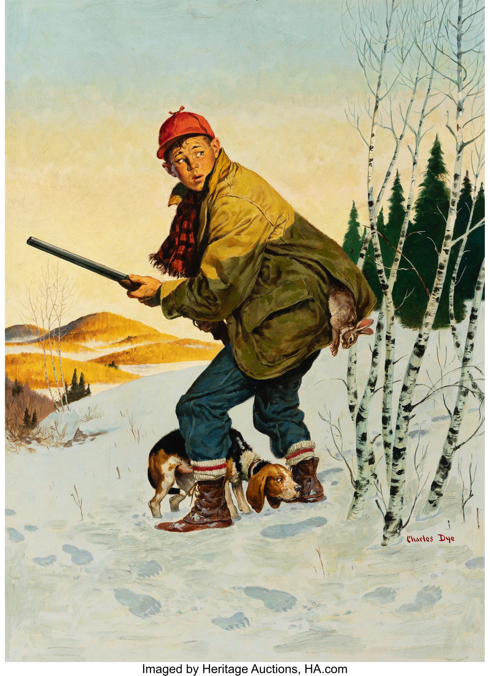 Charlie Dye (American, 1906-1972) Outdoor Life m: Charlie Dye (American, 1906-1972) Outdoor Life magazine cover, January 1955 Oil on board 23-1/2 x 17-1/4 inches (59.7 x 43.8 cm) (image)
