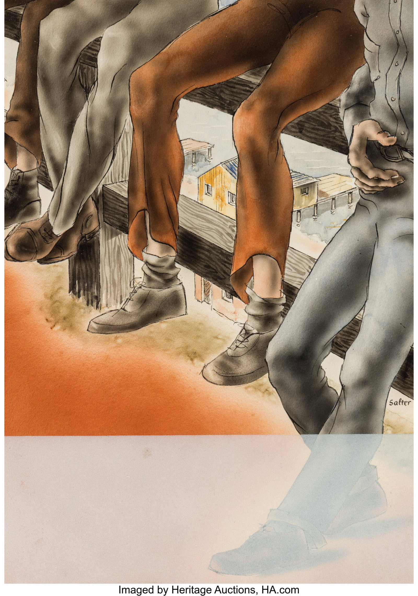 George Salter (German, 1897-1967) John Steinbeck: George Salter (German, 1897-1967) John Steinbeck's Cannery Row, Omni Book magazine cover, June 1945 Watercolor and ink on paper 11-3/4 x 8-1/4 inches (29&perio