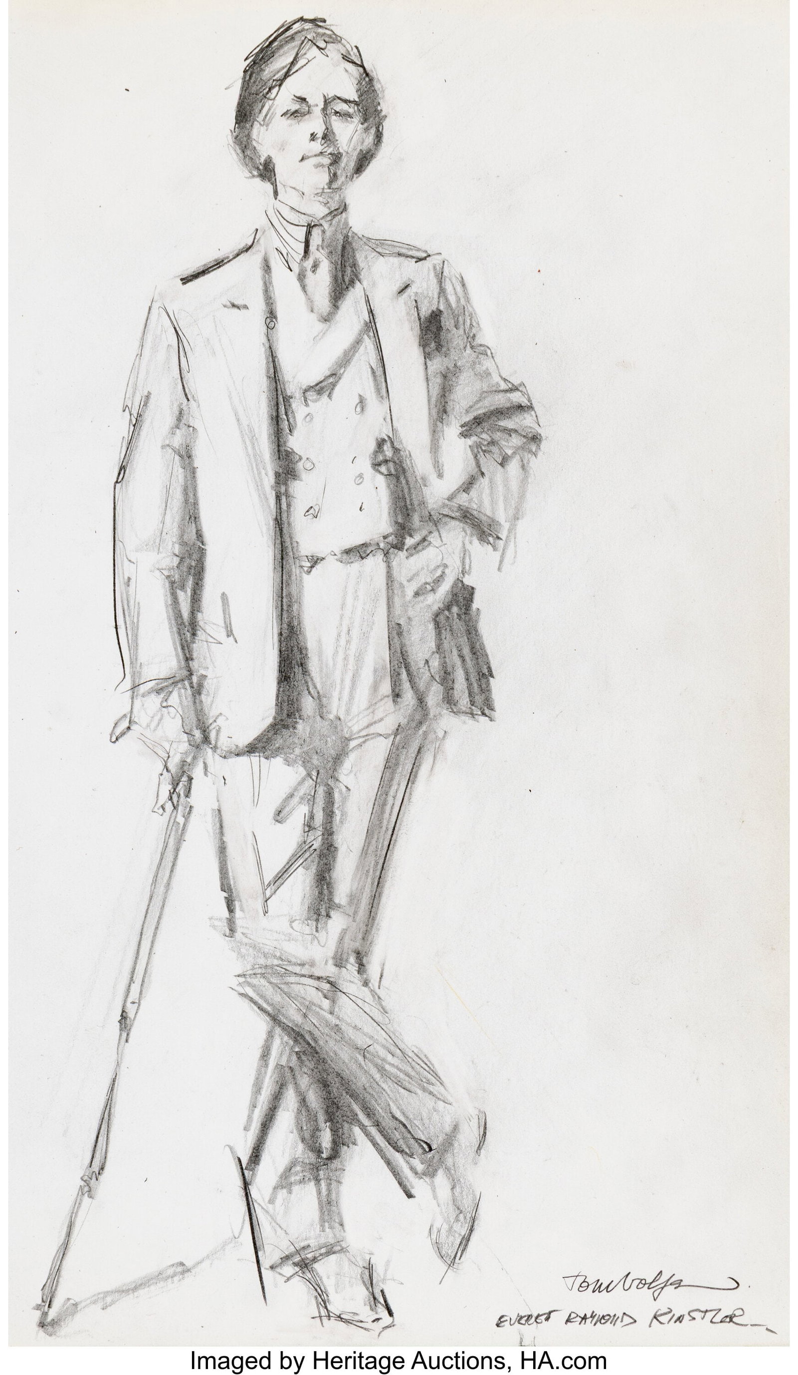 Everett Raymond Kinstler (American, 1926-2019) T: Everett Raymond Kinstler (American, 1926-2019) Tom Wolfe sketch, 1987 Pencil on paper 9-3/8 x 6-1/2 inches (23.7 x 16.5 cm) (sheet) Sign