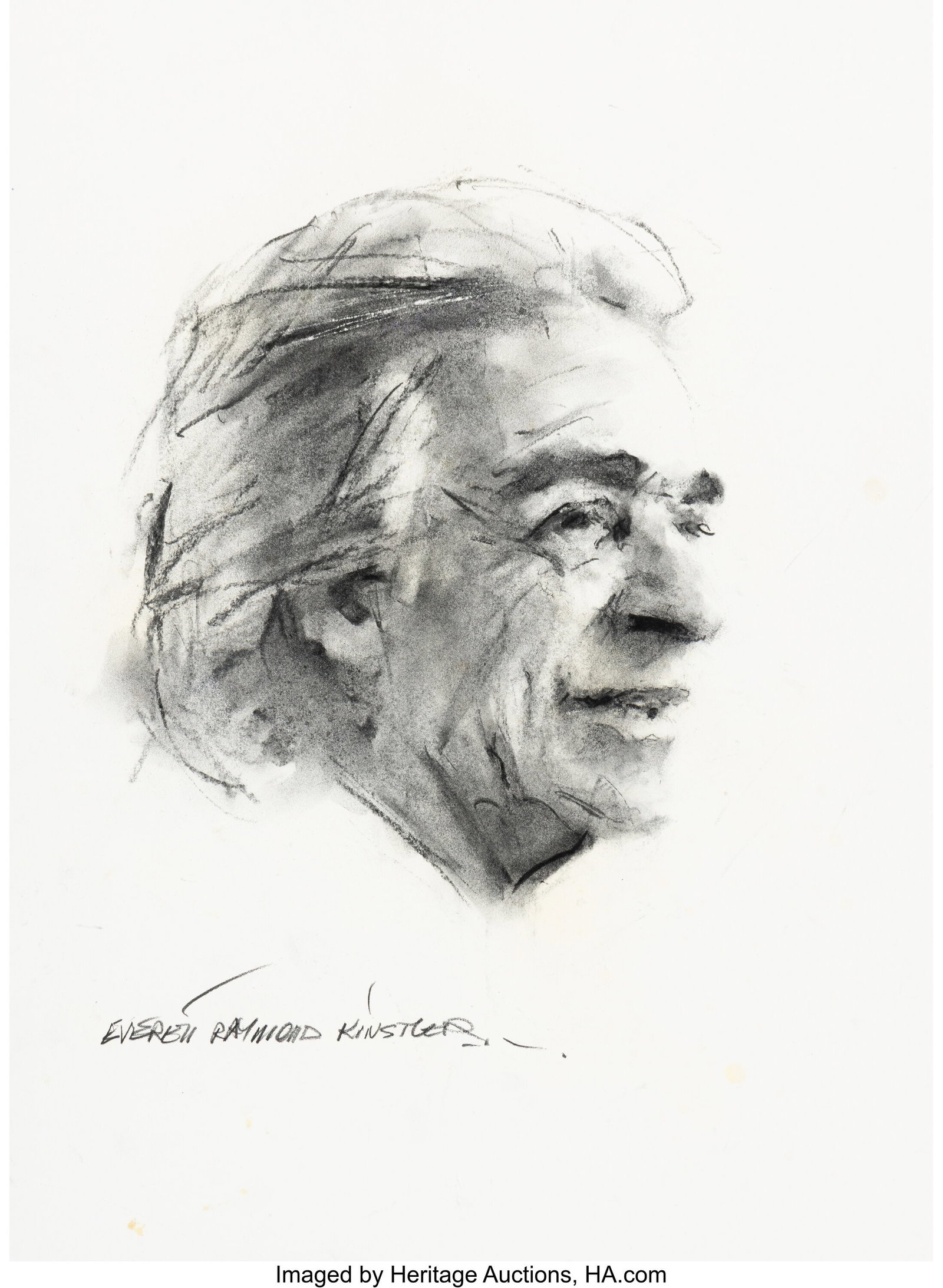 Everett Raymond Kinstler (American, 1926-2019) A: Everett Raymond Kinstler (American, 1926-2019) Arthur Hiller Charcoal on paper 18 x 13 inches (45.7 x 33.0 cm) (sight) Signed lower left: Everet