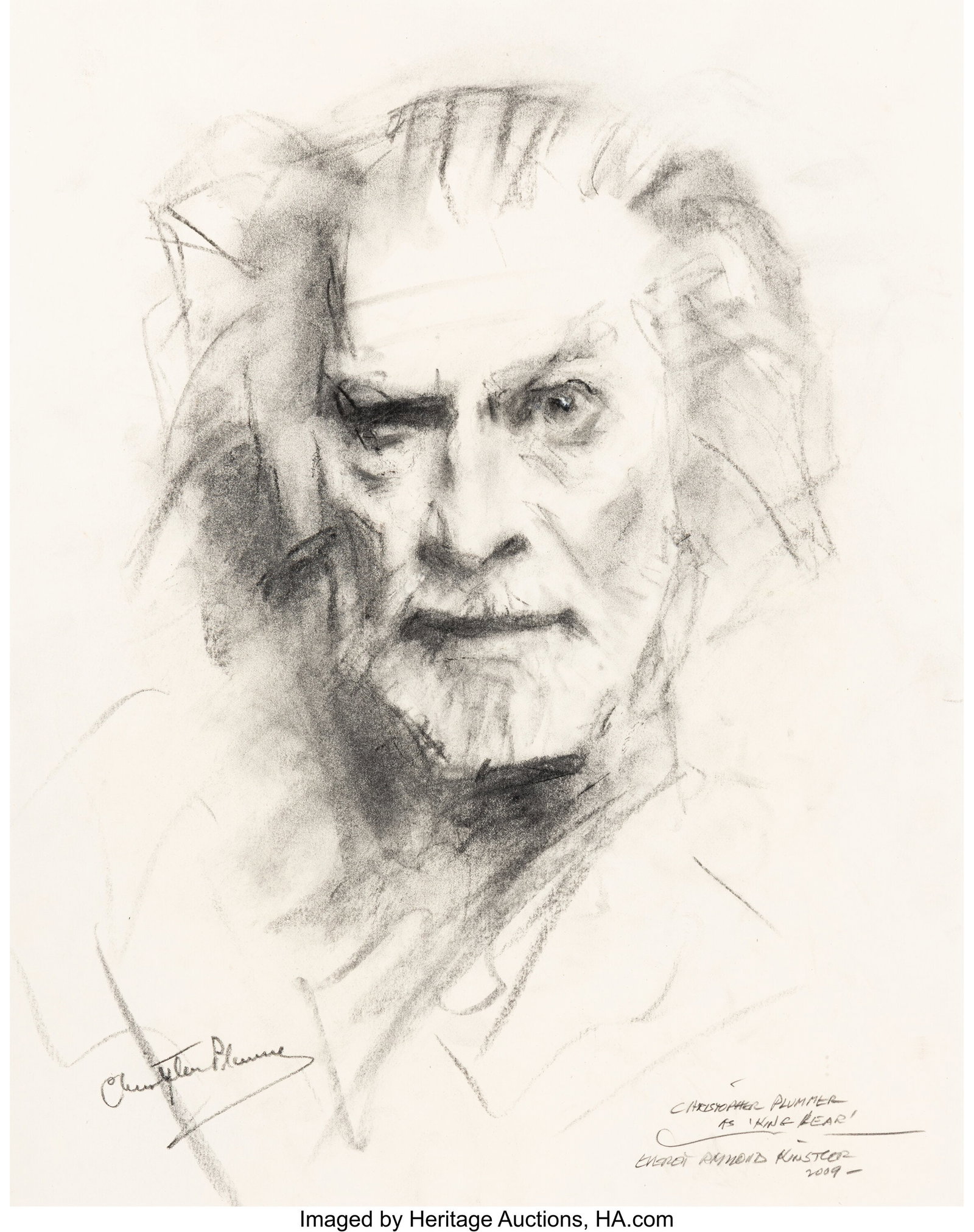 Everett Raymond Kinstler (American, 1926-2019) K: Everett Raymond Kinstler (American, 1926-2019) King Lear, Christopher Plummer, 2009 Charcoal on paper 19-1/4 x 15-1/2 inches (48.9 x 39.4 cm&rpar
