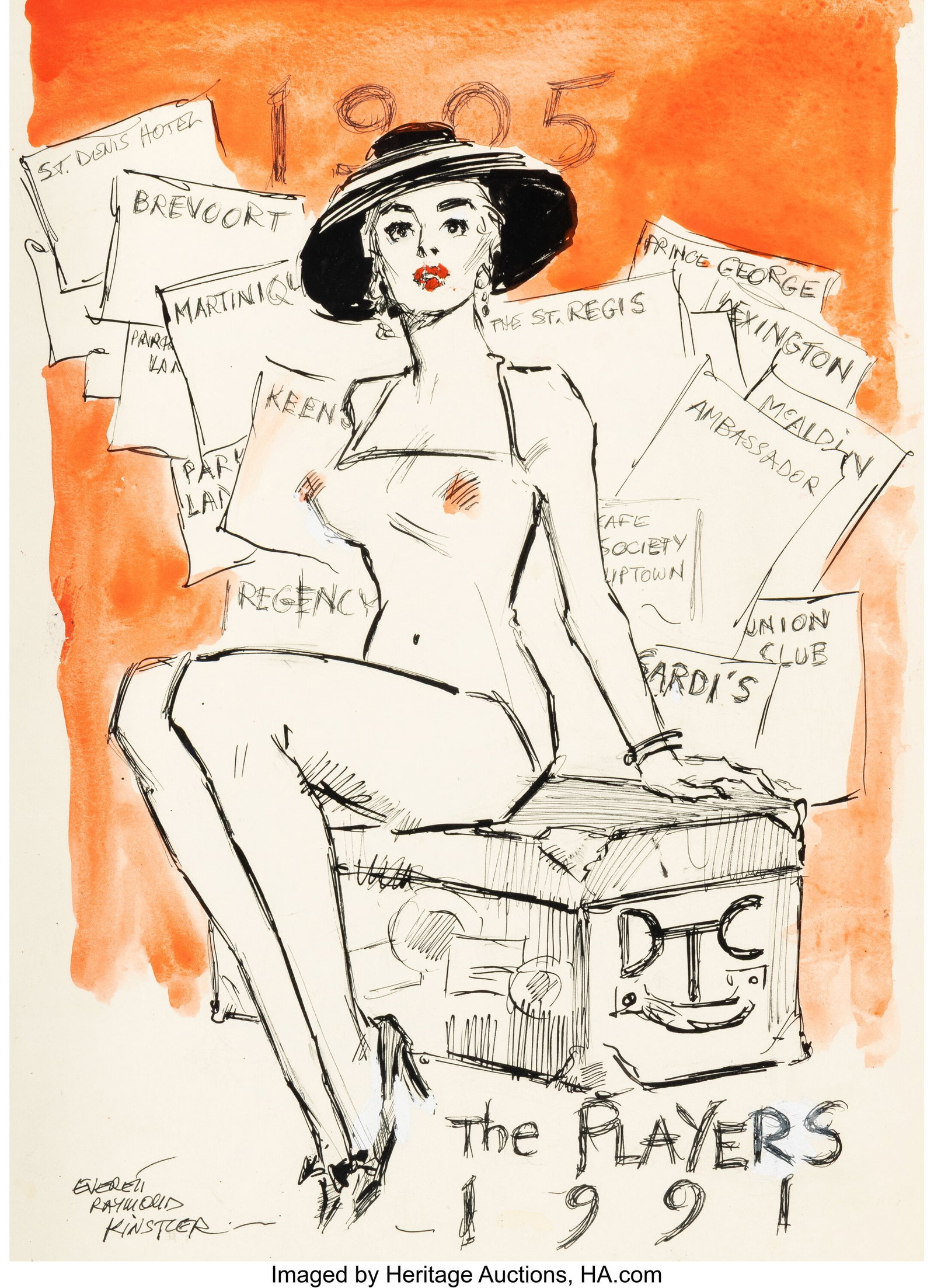 Everett Raymond Kinstler (American, 1926-2019) T: Everett Raymond Kinstler (American, 1926-2019) The Players, 1991 Ink and watercolor on paper 16 x 12 inches (40.6 x 30.5 cm) (sheet) Signed&comm