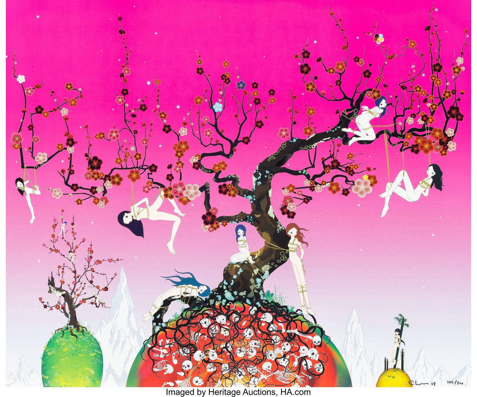 Chiho Aoshima (b. 1974) Japanese Apricot 6, 2008: Chiho Aoshima (b. 1974) Japanese Apricot 6, 2008 Offset lithograph in colors on smooth wove paper 26-1/2 x 32 inches (67.3 x 81.3 cm) (sheet&rpa