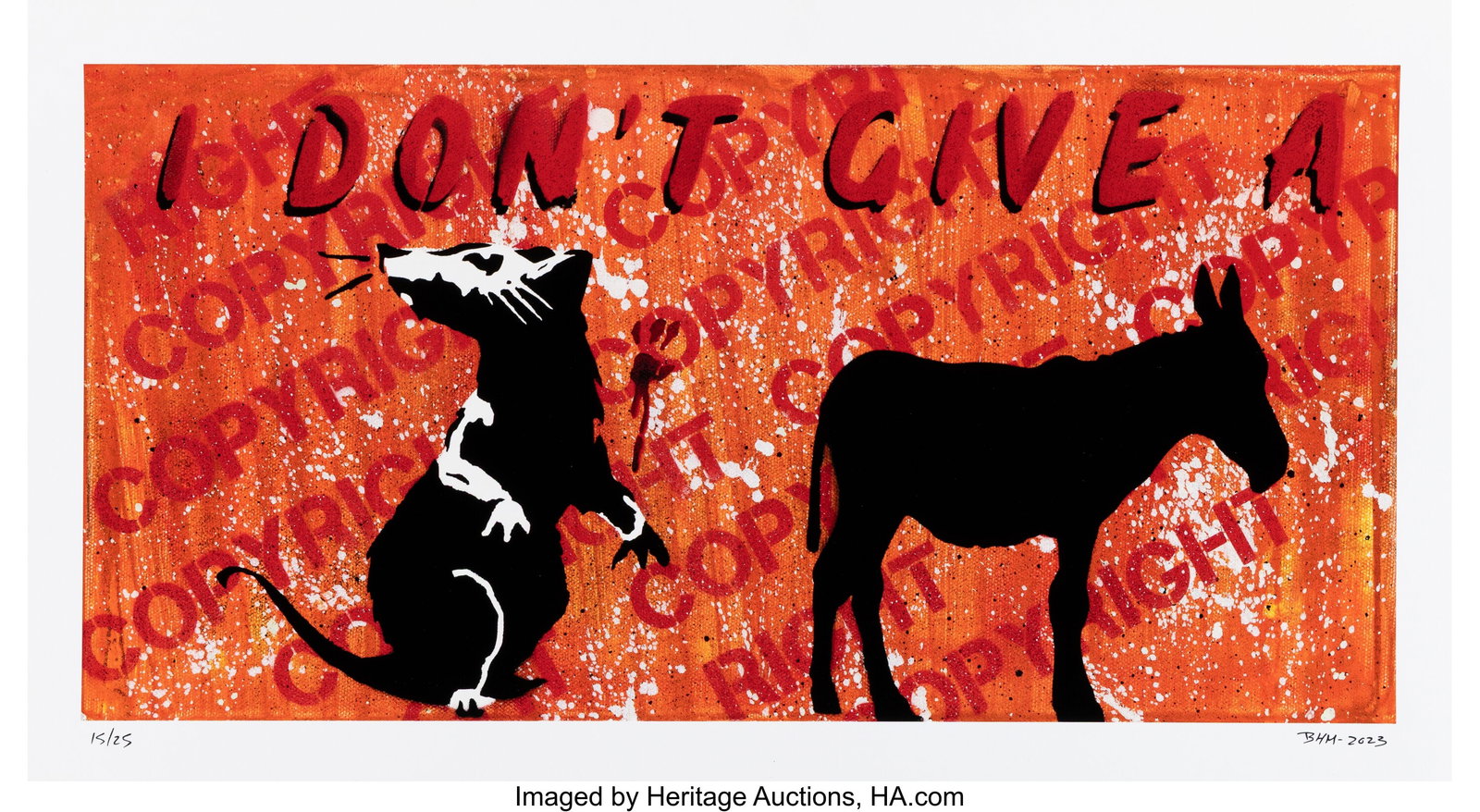 Banksy Hates Me (20th Century) Rats Ass, 2023 Gi: Banksy Hates Me (20th Century) Rats Ass, 2023 Giclée print in colors on wove paper 12 x 21-3/4 inches (30.5 x 55.2 cm) (sheet) Ed.