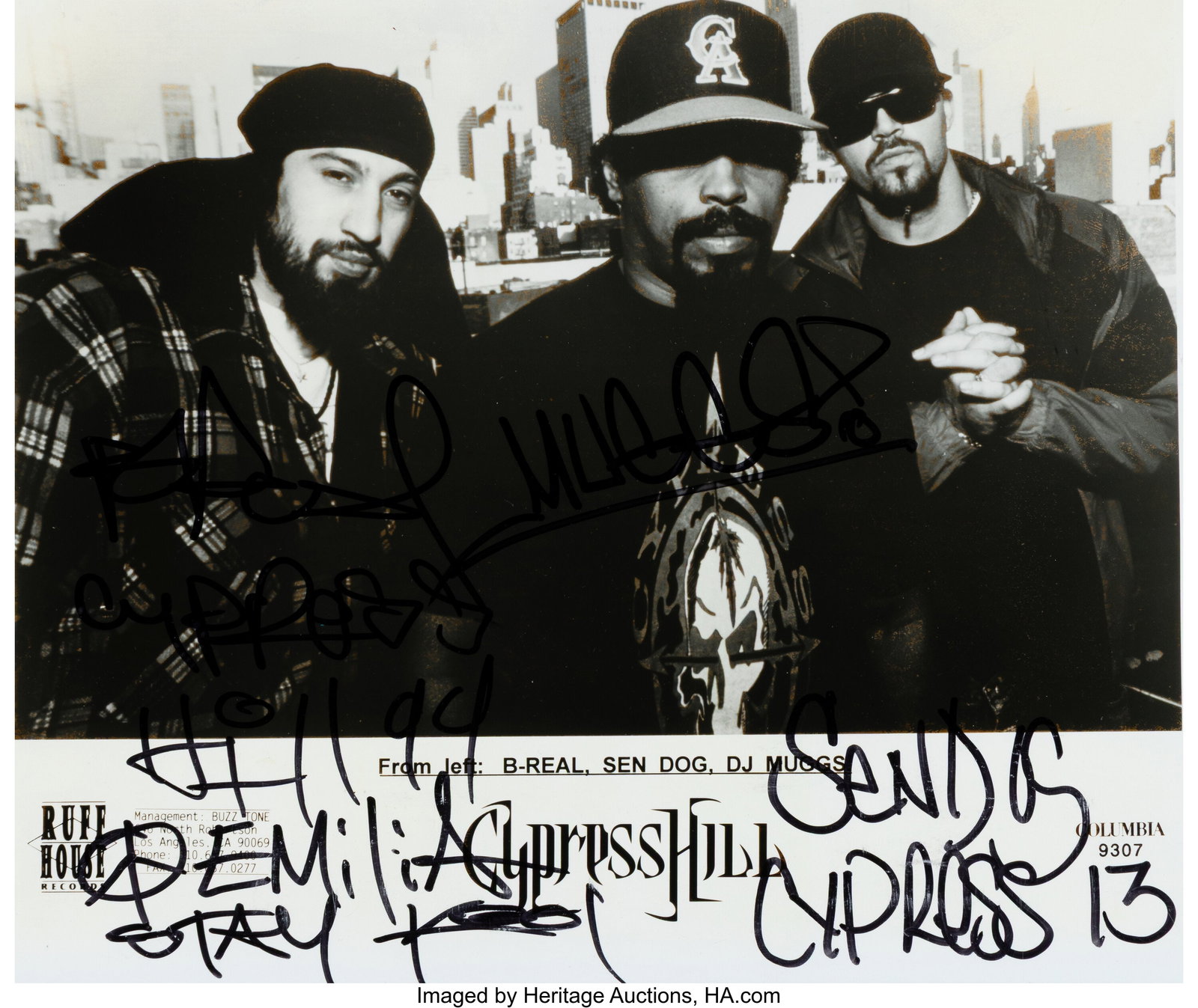 Michael Benabib (20th Century) Signed Cypress Hi: Michael Benabib (20th Century) Signed Cypress Hill Promotional Photo Gelatin silver print 8 x 9-3/4 inches (20.3 x 24.8 cm) (sheet) Signed and