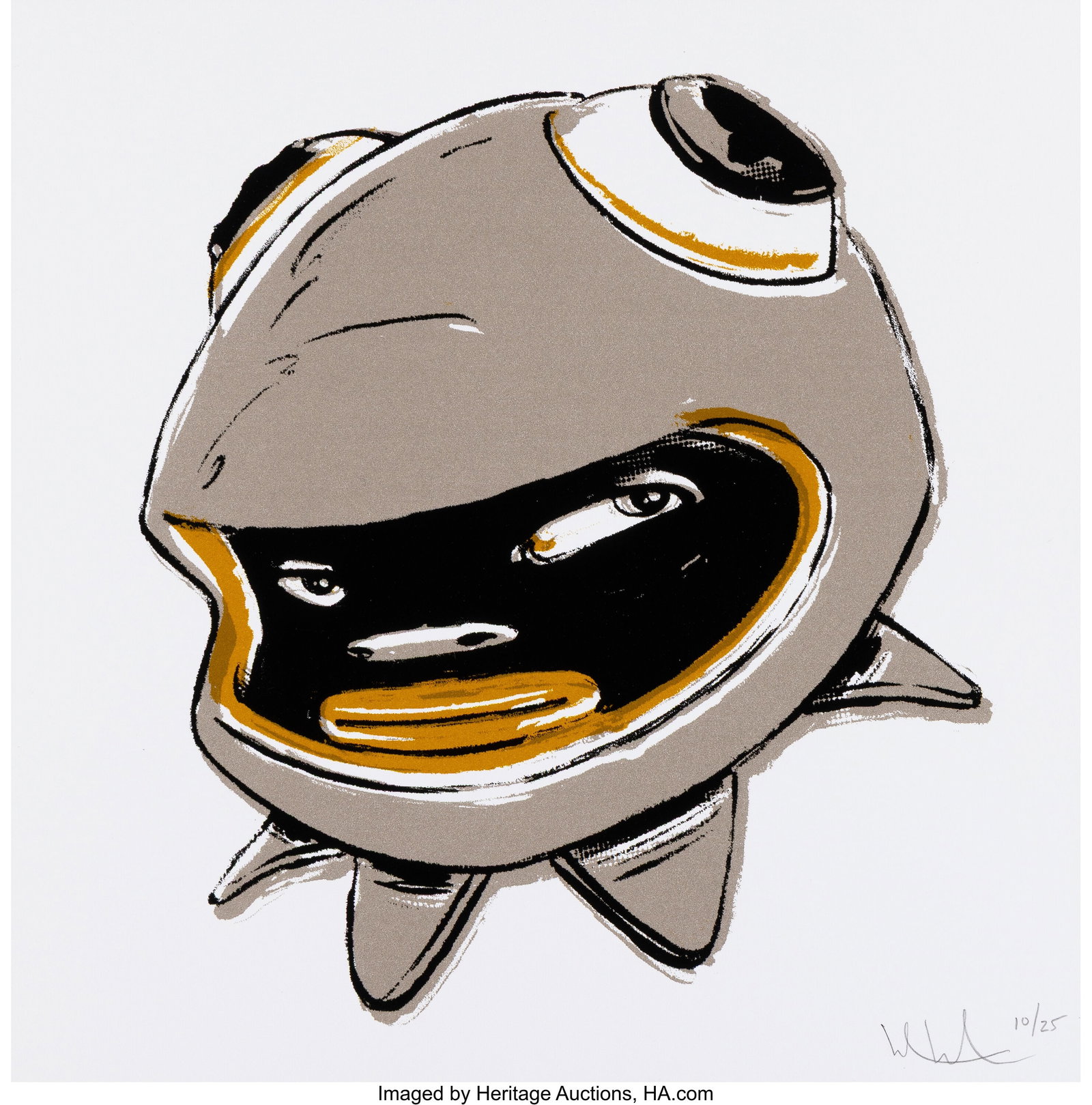 Hebru Brantley (b. 1981) Phibby (Gold & Silver),: Hebru Brantley (b. 1981) Phibby (Gold & Silver), 2021 Screenprint in colors on wove paper 10 x 10 inches (25.4 x 25.4 cm)