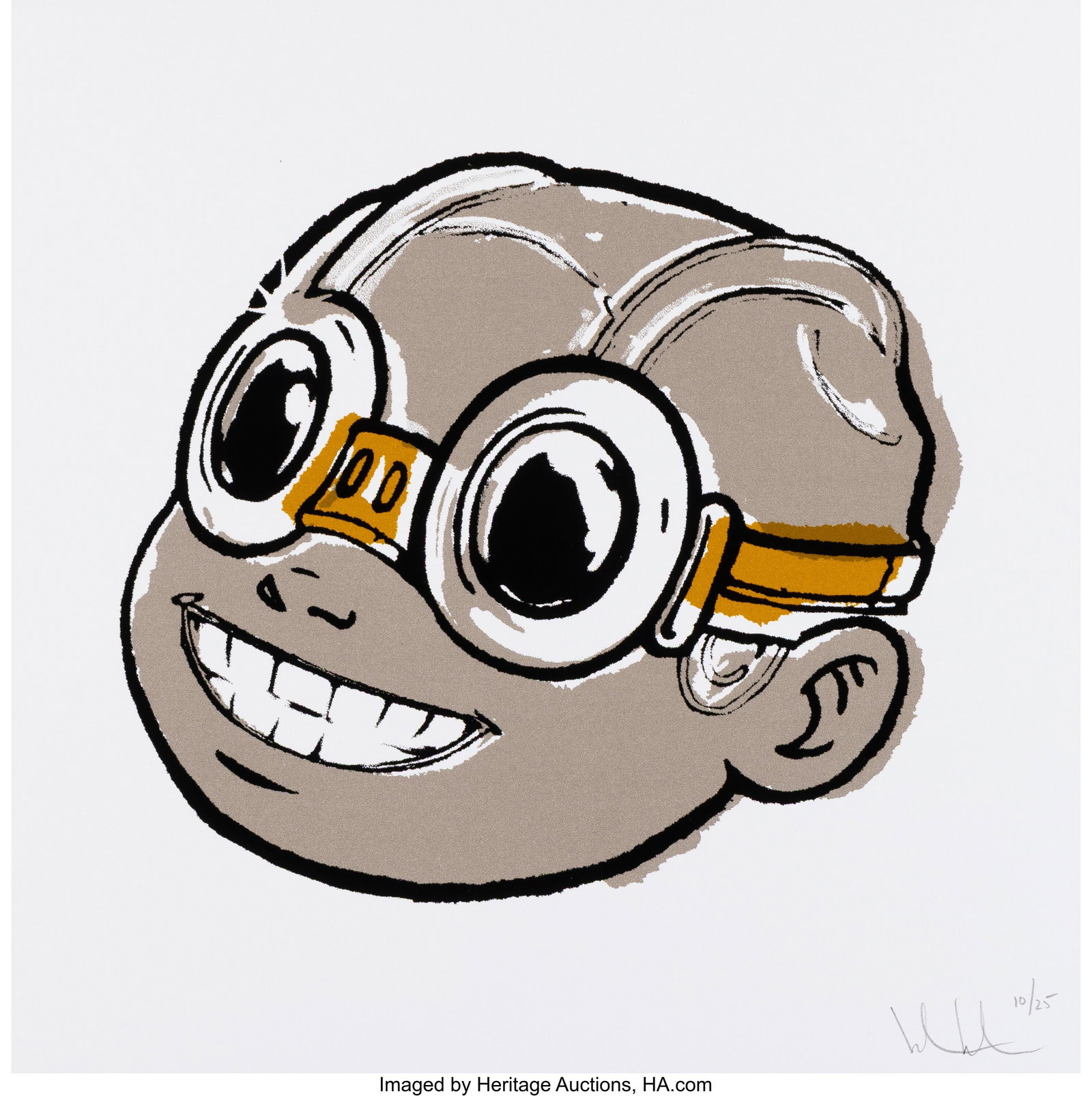 Hebru Brantley (b. 1981) Smile (Gold & Silver), : Hebru Brantley (b. 1981) Smile (Gold & Silver), 2021 Screenprint in colors on wove paper 10 x 10 inches (25.4 x 25.4 cm) (sheet)