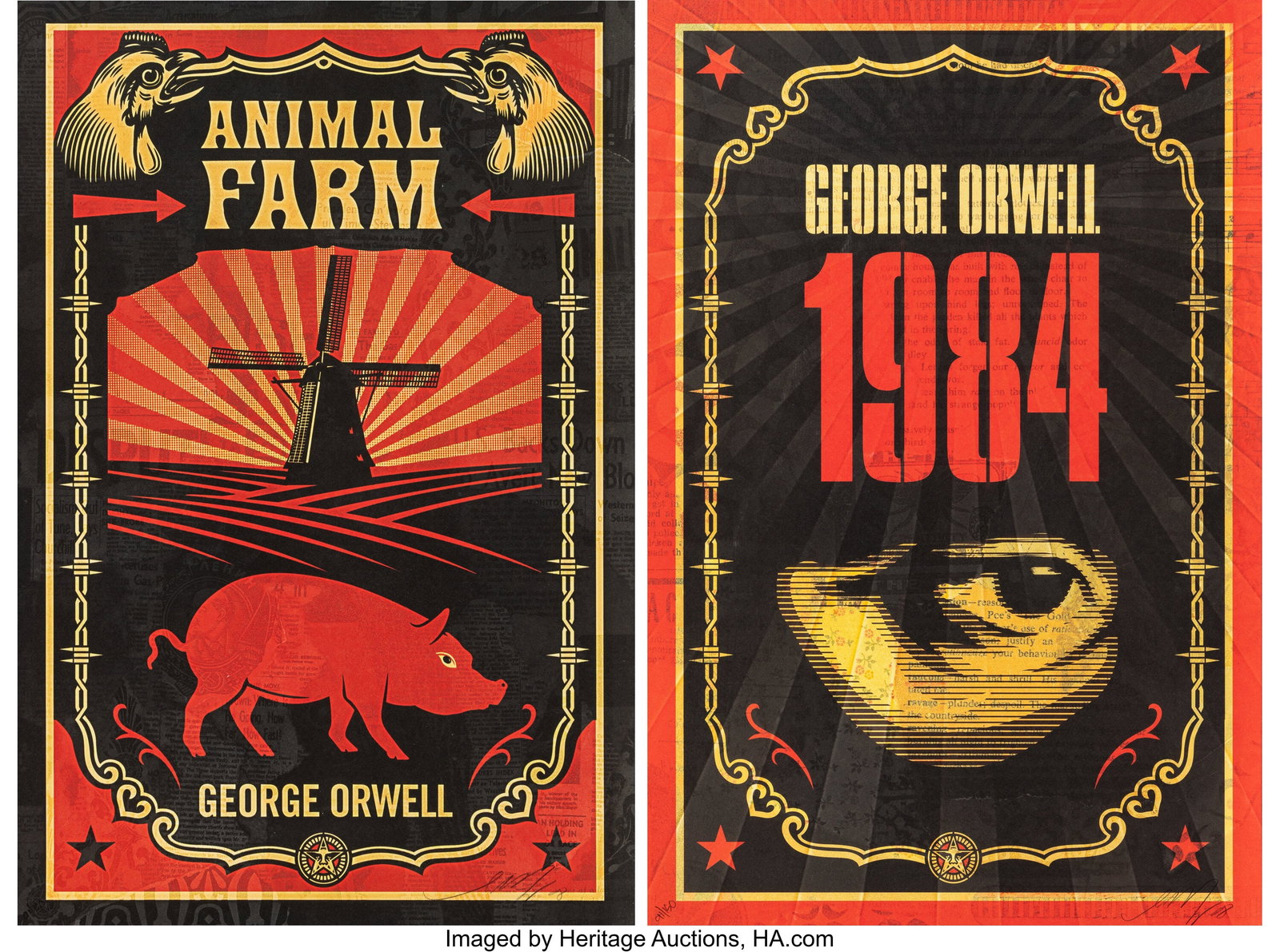 Shepard Fairey (b. 1970) Animal Farm; 1984 (two  (1 of 3)