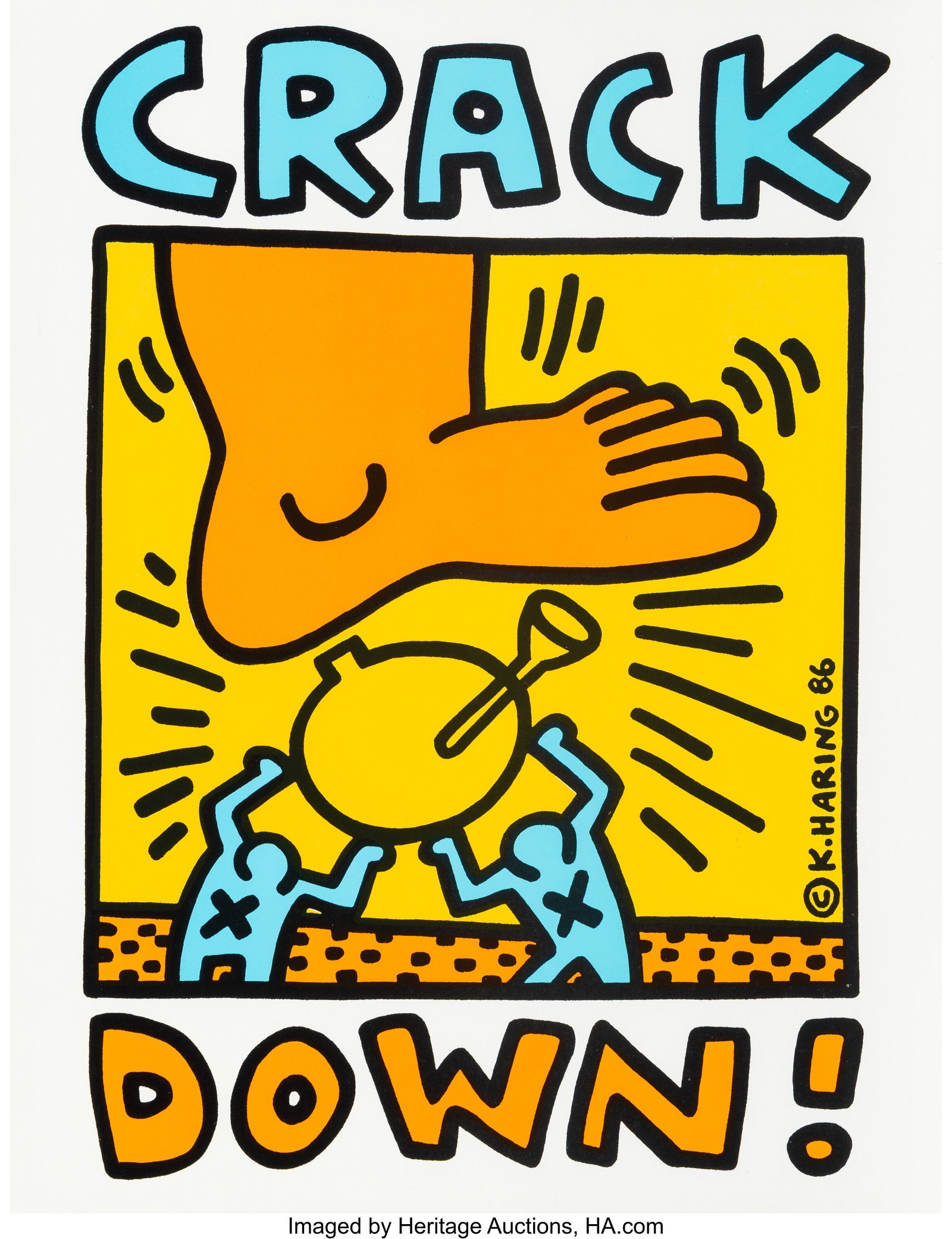 Keith Haring (1958-1990) Crack Down Benefit Post (1 of 1)
