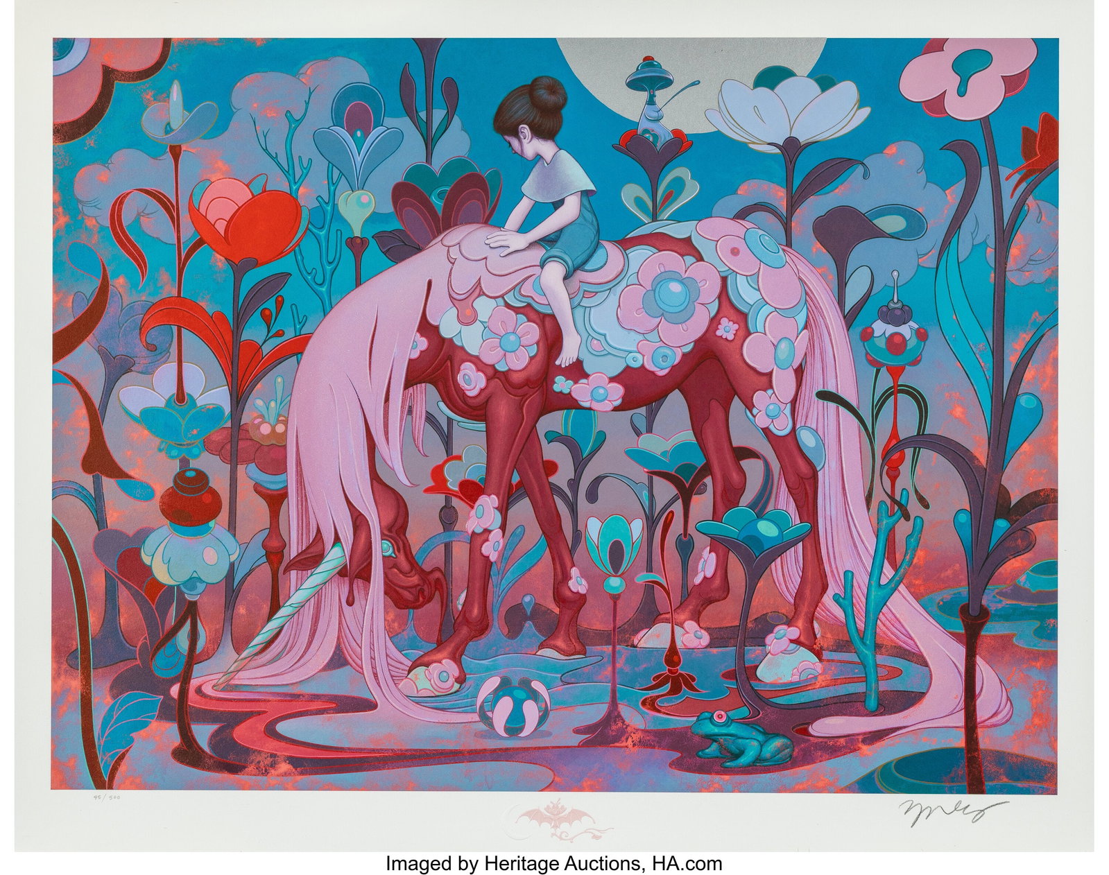 James Jean (b. 1979) Traveler (Dusk), 2019 Archi: James Jean (b. 1979) Traveler (Dusk), 2019 Archival pigment print in colors with holographic ink on Cotton Rag paper 20-1/2 x 26 inches (52.1 x 66&peri