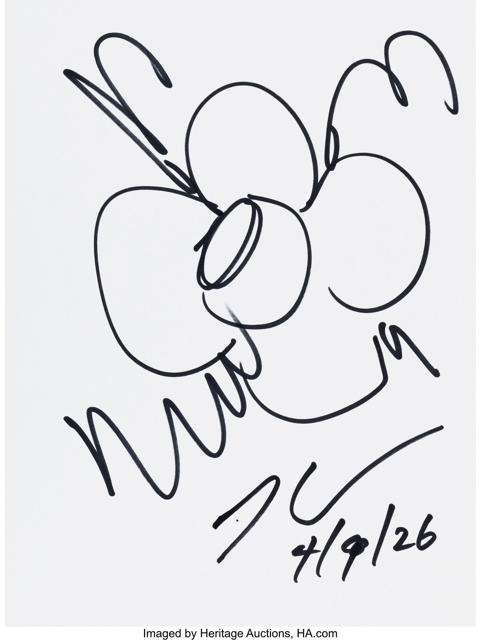 Jeff Koons (b. 1954) Untitled, 2019 Ink on wove : Jeff Koons (b. 1954) Untitled, 2019 Ink on wove paper 9 x 12 inches (22.9 x 30.5 cm) (sheet) Signed and dated lower right: JK / 4&sol