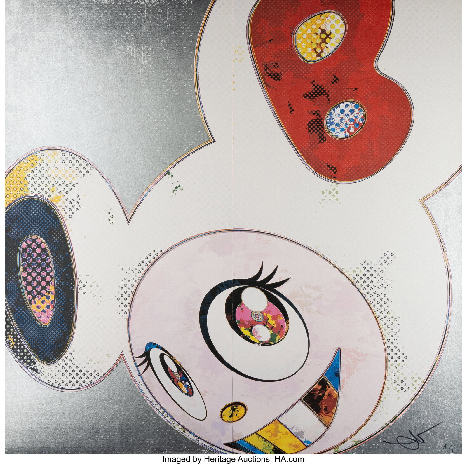 Takashi Murakami (b. 1962) DOB In Pure White Rob: Takashi Murakami (b. 1962) DOB In Pure White Robe (Navy & Vermillion), 2013 Offset lithograph in colors on smooth wove paper 19-3/4 x 19-3/4 inches (5