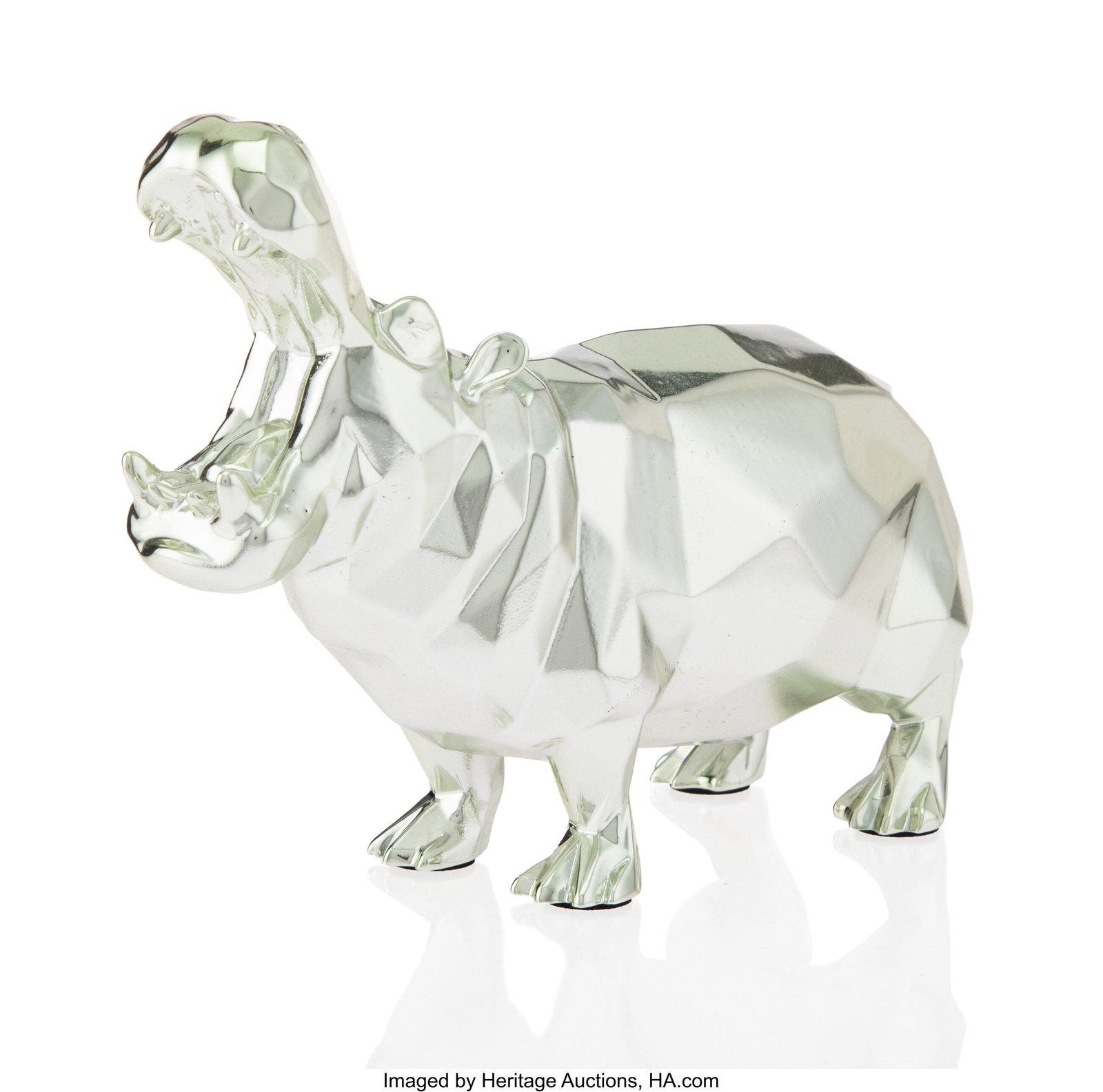 Richard Orlinski (b. 1966) Hippo Spirit (Silver): Richard Orlinski (b. 1966) Hippo Spirit (Silver), 2023 Cast resin with chrome paint 6 x 4-1/4 x 2-3/8 inches (15.2 x 10.8 x 6.0 cm&rp