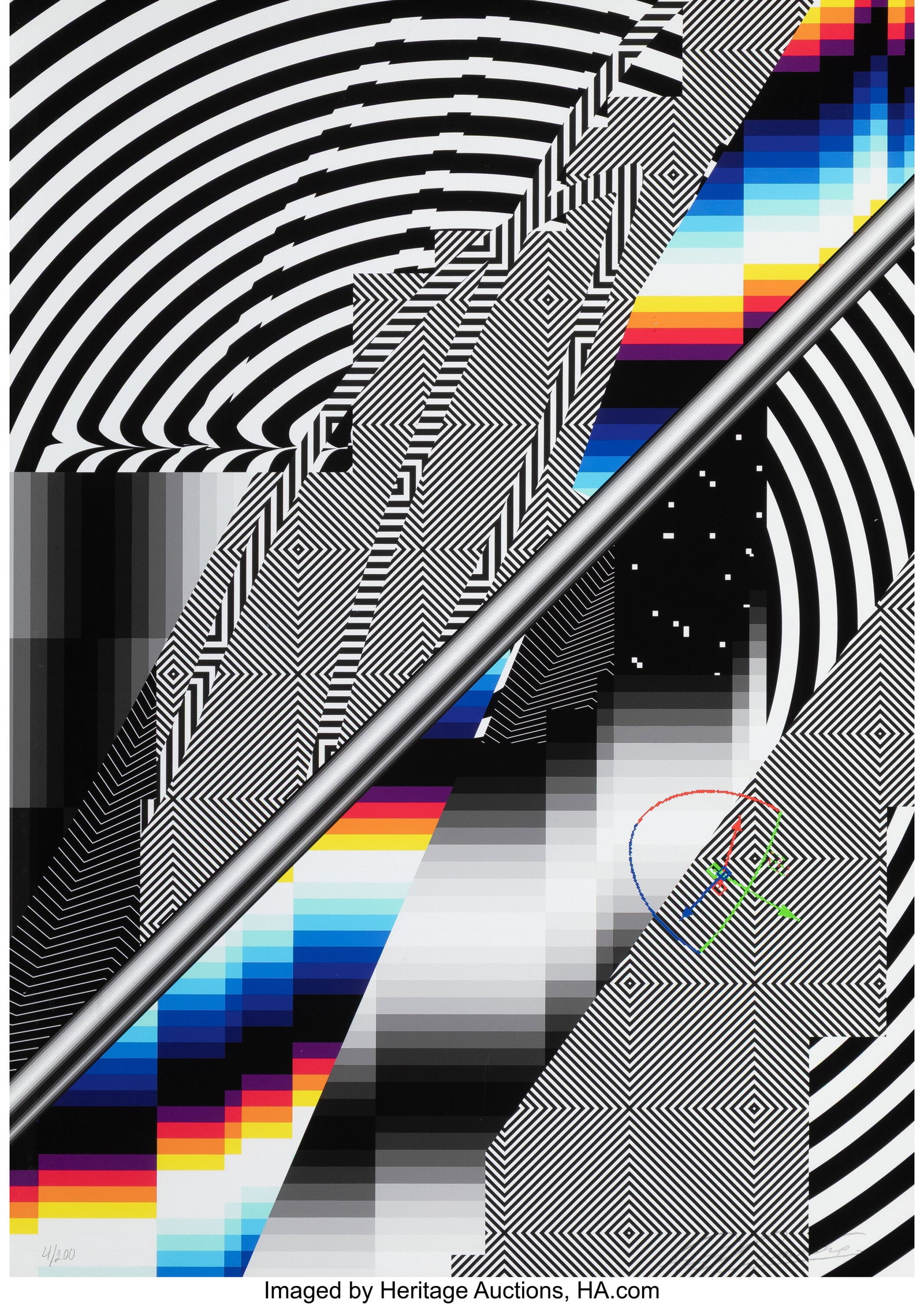 Felipe Pantone (b. 1986) Optichromie 112p, 2022 : Felipe Pantone (b. 1986) Optichromie 112p, 2022 Giclée print in colors on Archival Cold Press paper 27-1/2 x 19-1/2 inches (69.8 x 49.5 cm&rpar