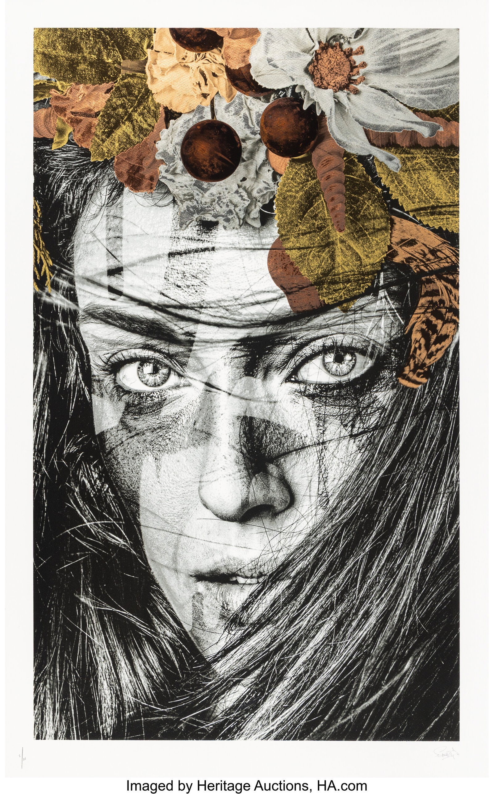 Snik (20th Century) Ascension 5 Leaf, 2022 Scree: Snik (20th Century) Ascension 5 Leaf, 2022 Screenprint in colors with golf leaf, copper leaf, white gold leaf, red oxidized silver leaf, rose gold leaf on Somer