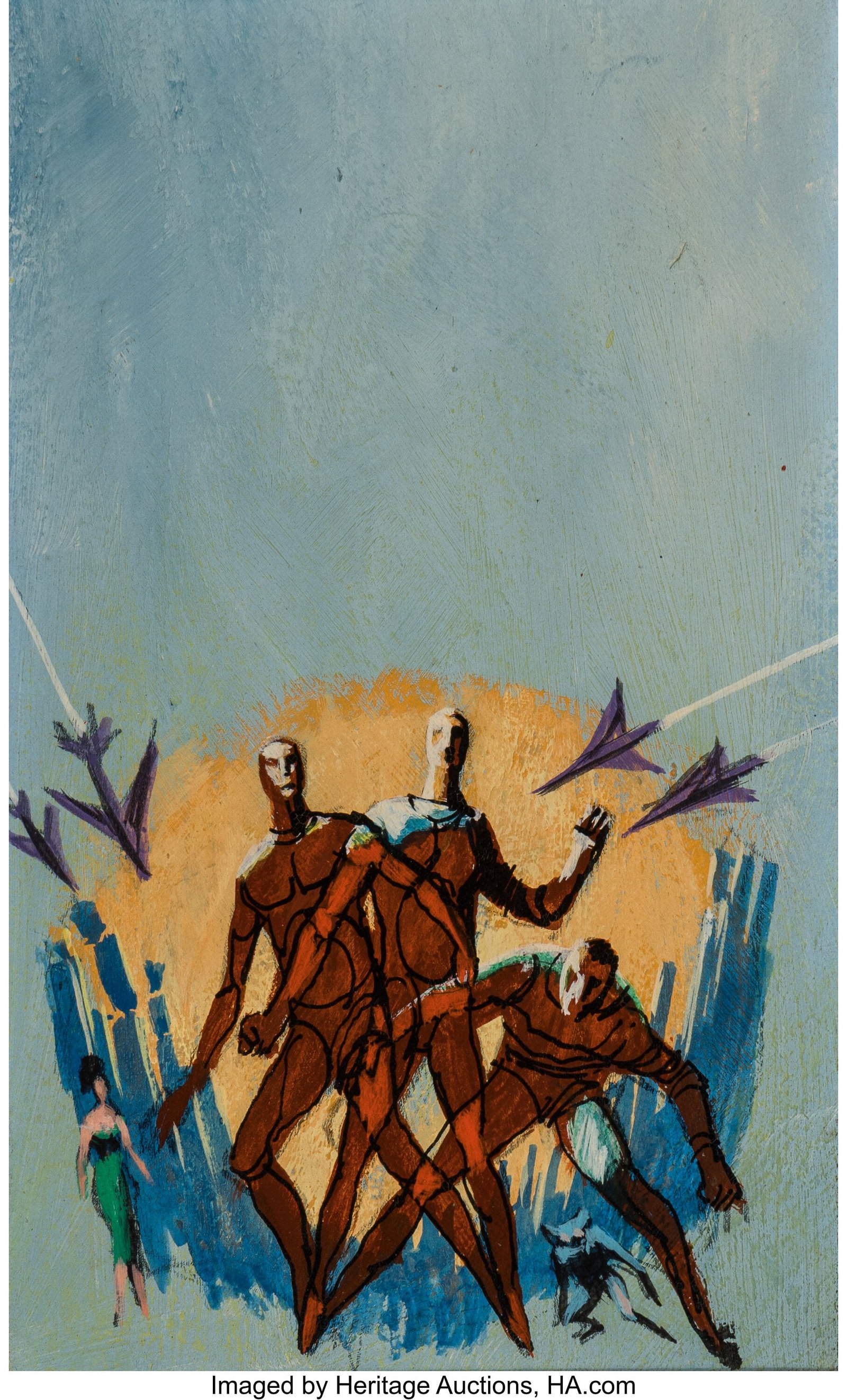 Jack Gaughan (American, 1930-1985) The Scheme of: Jack Gaughan (American, 1930-1985) The Scheme of Things paperback cover study, 1966 Acrylic and ink on board 7 x 4-1/4 inches (17.8 x 10.8 cm) (i