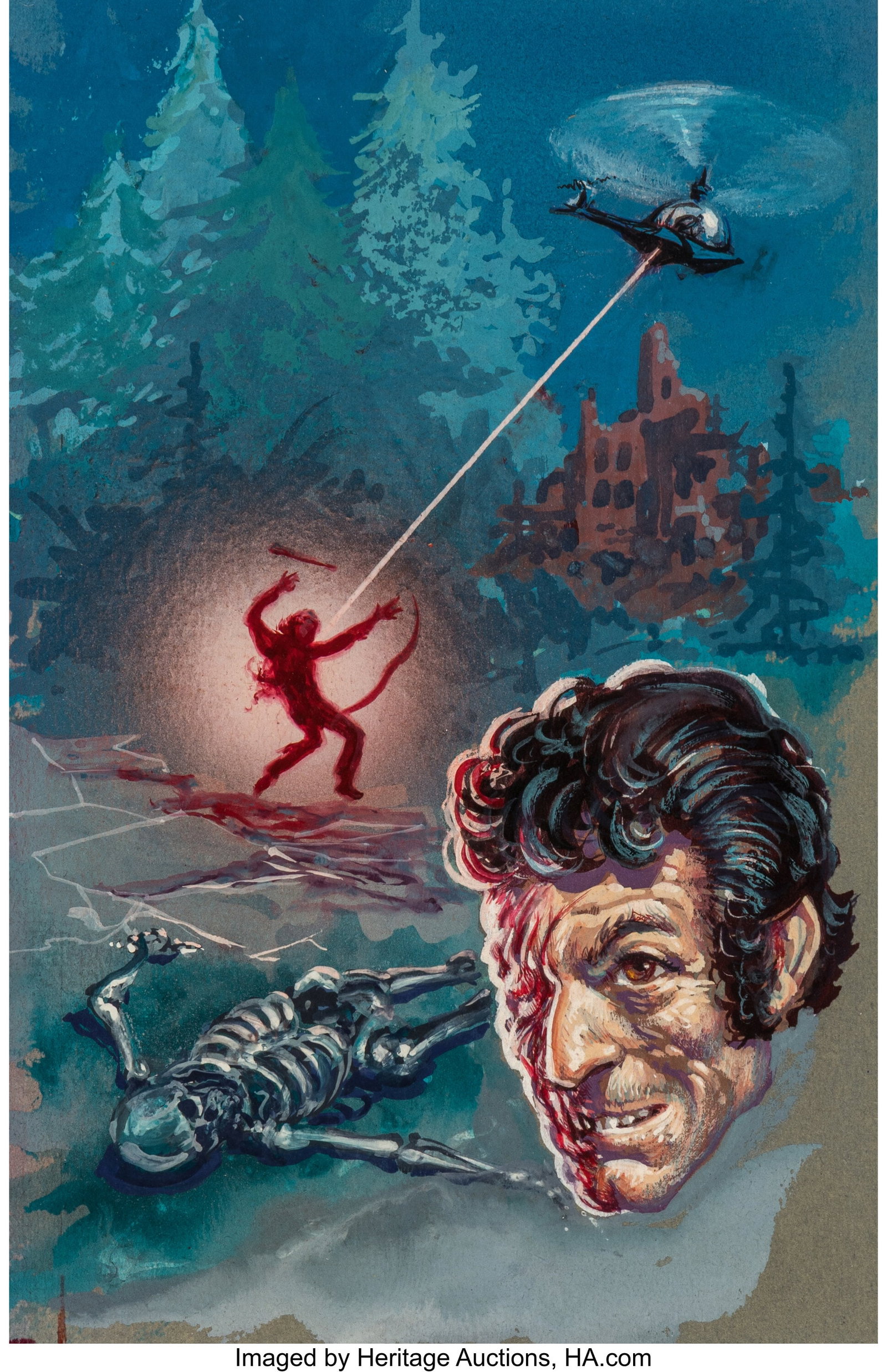 Kelly Freas (American, 1922-2005) To Renew the A: Kelly Freas (American, 1922-2005) To Renew the Ages paperback cover study, 1976 Gouache on board 7-3/8 x 5-1/2 inches (18.6 x 14.0 cm) (image