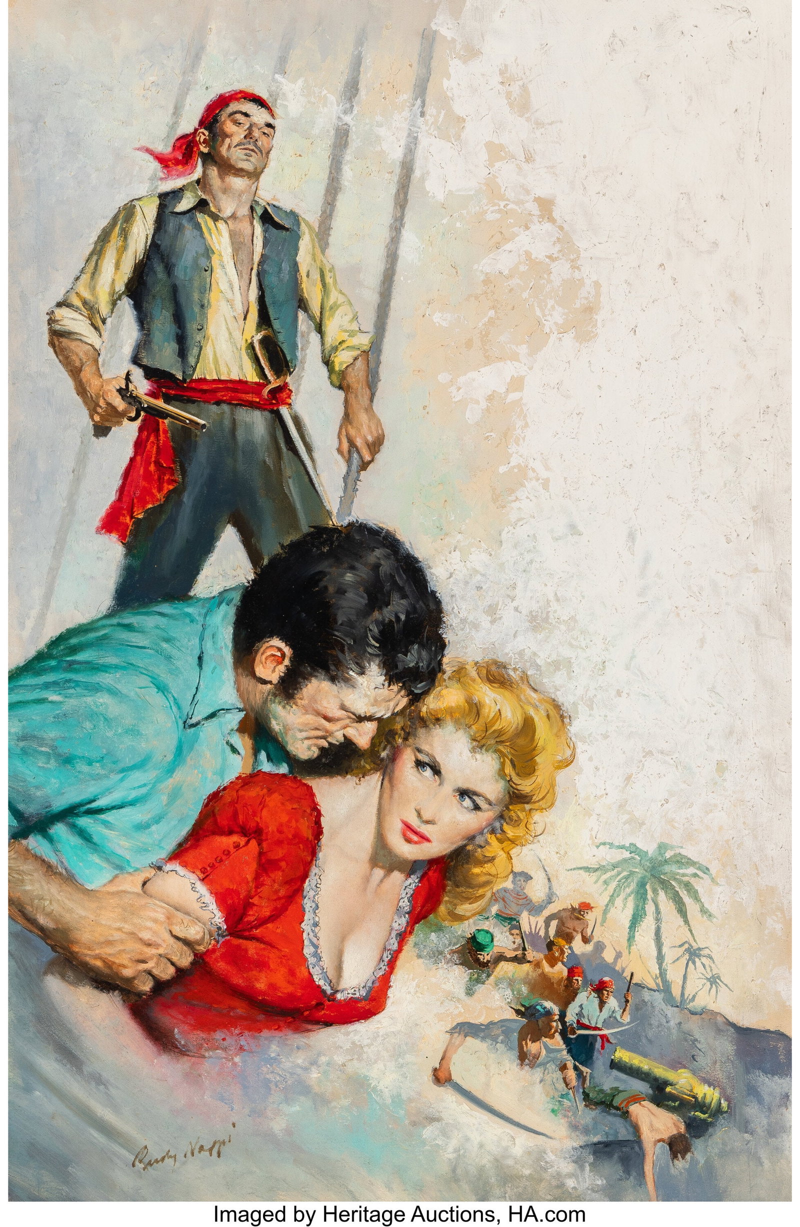 Rudy Nappi (American, 1923-2015) Windward Passag: Rudy Nappi (American, 1923-2015) Windward Passage paperback cover, 1942 Oil on board 29-1/4 x 18-1/2 inches (74.3 x 47.0 cm) Signed lower left&col