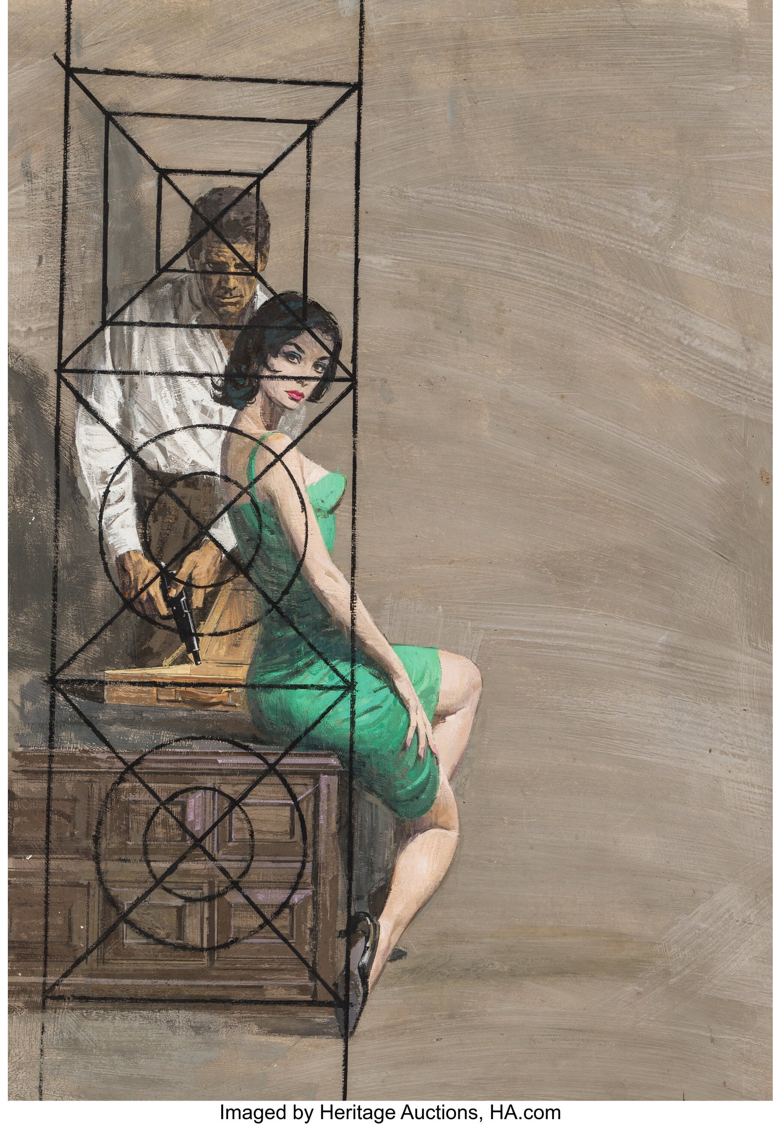 Robert Kennedy Abbett (American, 1926-2015) Targ: Robert Kennedy Abbett (American, 1926-2015) Target for Tonight paperback cover, 1962 Gouache on board 20 x 13 inches (50.8 x 33.0 cm) (image) No