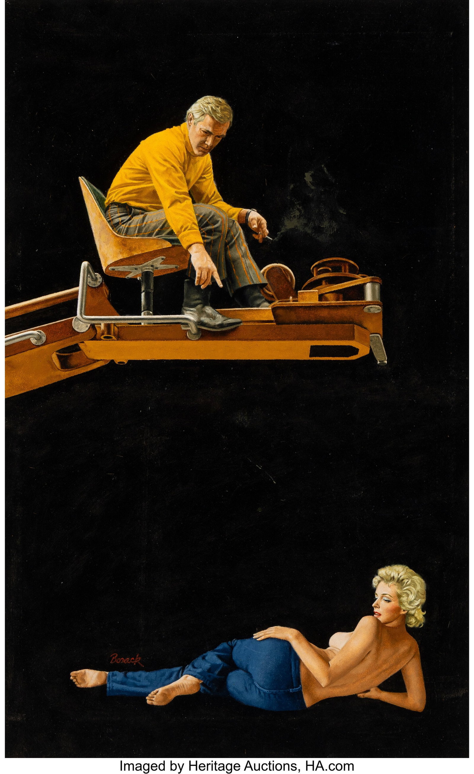 Stanley Borack (American, 1927-1993) The Directo: Stanley Borack (American, 1927-1993) The Director paperback cover, 1971 Gouache on board 16-3/4 x 10-1/4 inches (42.5 x 26.0 cm) (image)