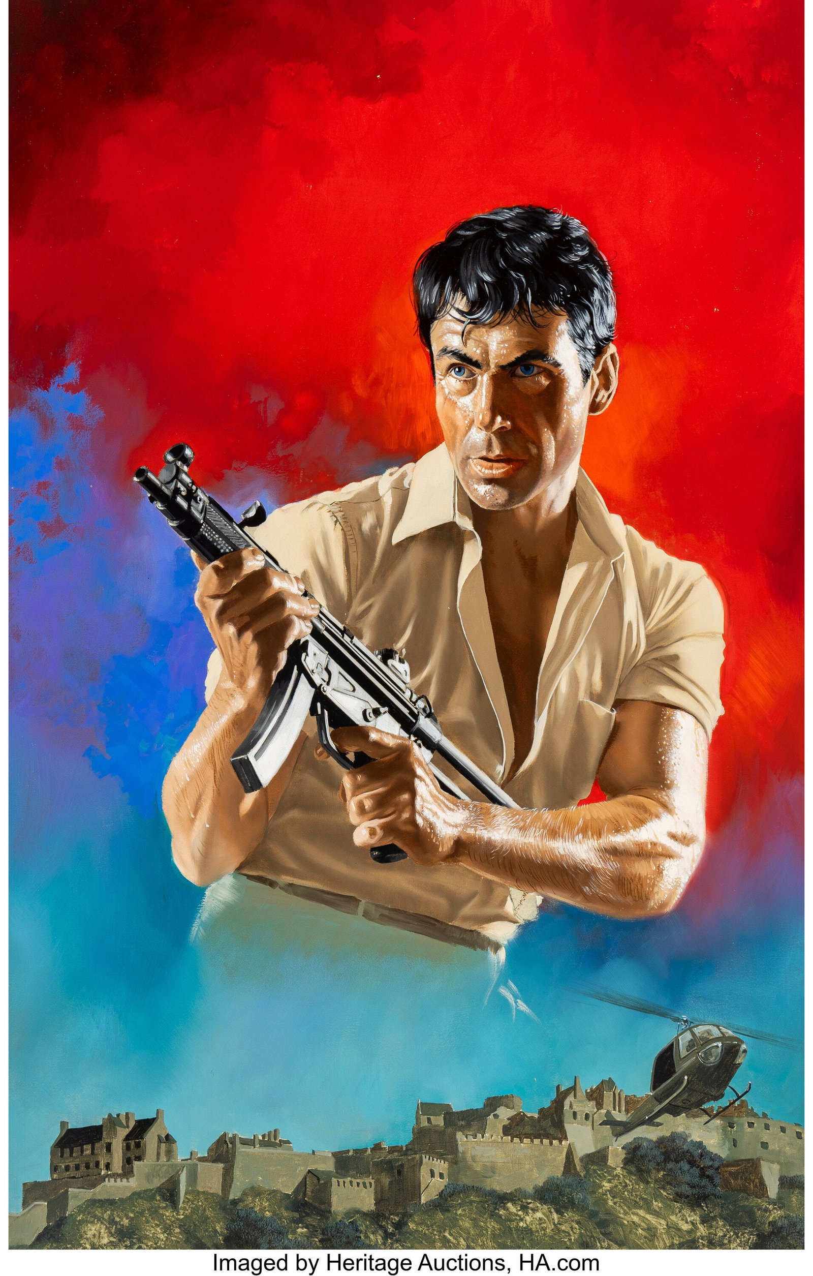 Daniel Crouse (American, 1938-1992) Mack Bolan: : Daniel Crouse (American, 1938-1992) Mack Bolan: Dead Man's Tale paperback cover, 1988 Acrylic on board 28 x 18 inches (71.1 x 45.7 cm) (image&r