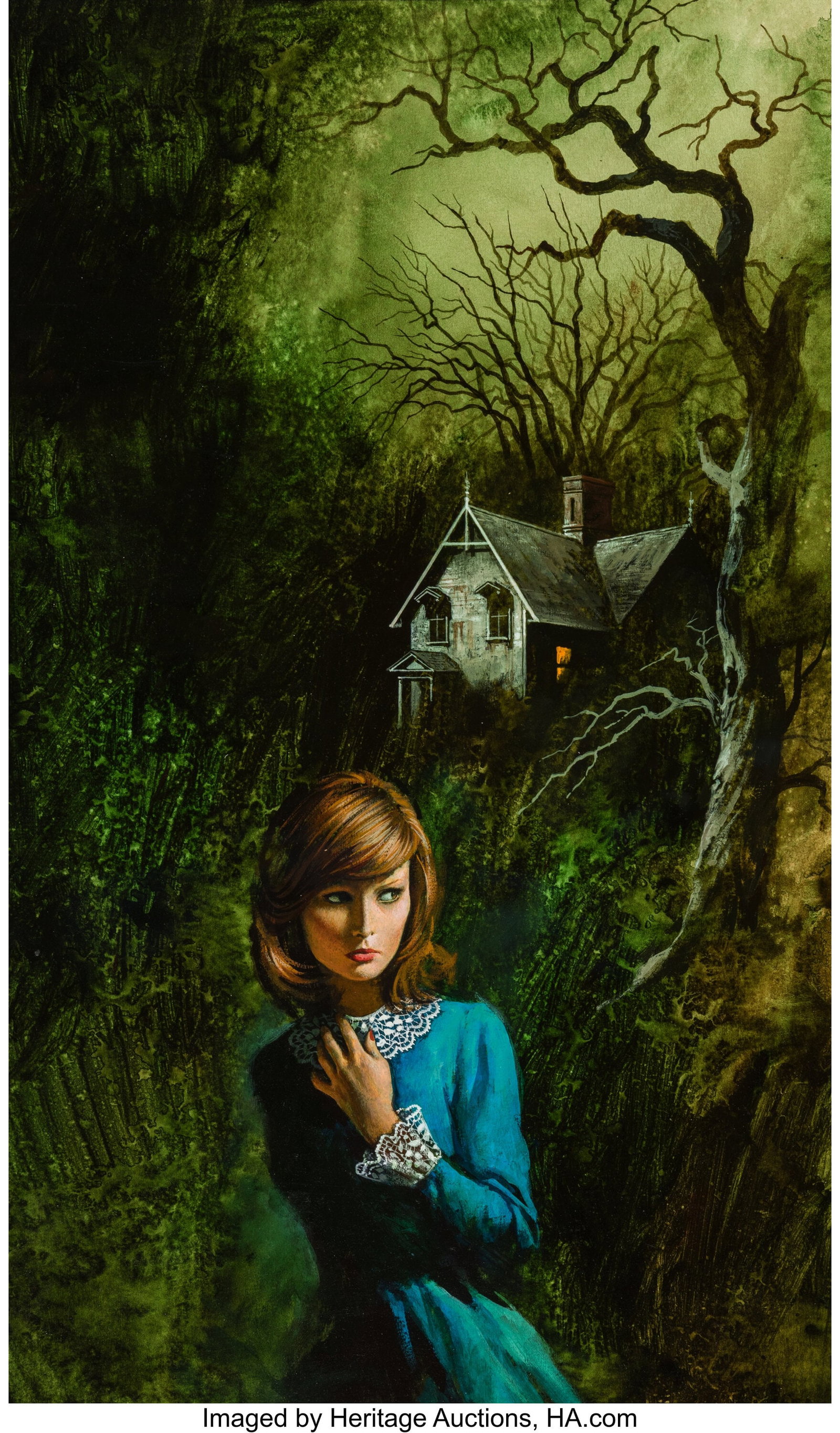 Hector Garrido (American, 20th Century) Yesterda: Hector Garrido (American, 20th Century) Yesterday's Evil paperback cover, 1974 Acrylic on paper 22 x 13 inches (55.9 x 33.0 cm) (sight) Not sign