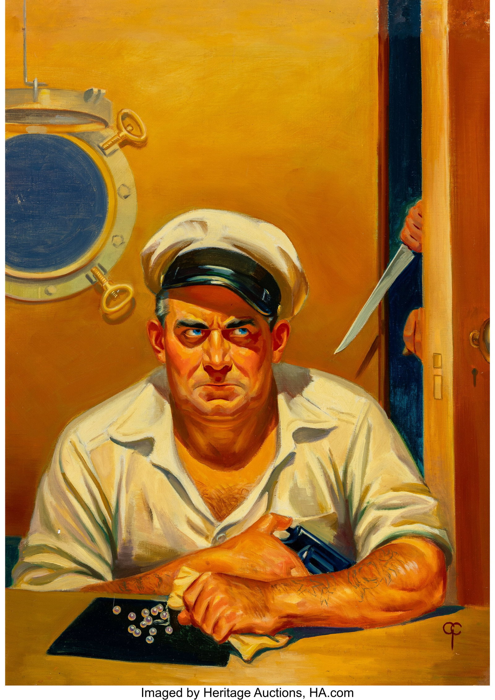 George B. Cutts (American, 20th Century) The Jew: George B. Cutts (American, 20th Century) The Jewel Thief Oil on canvas 30 x 21 inches (76.2 x 53.3 cm) Initialed lower right: GC PROVENANCE: 