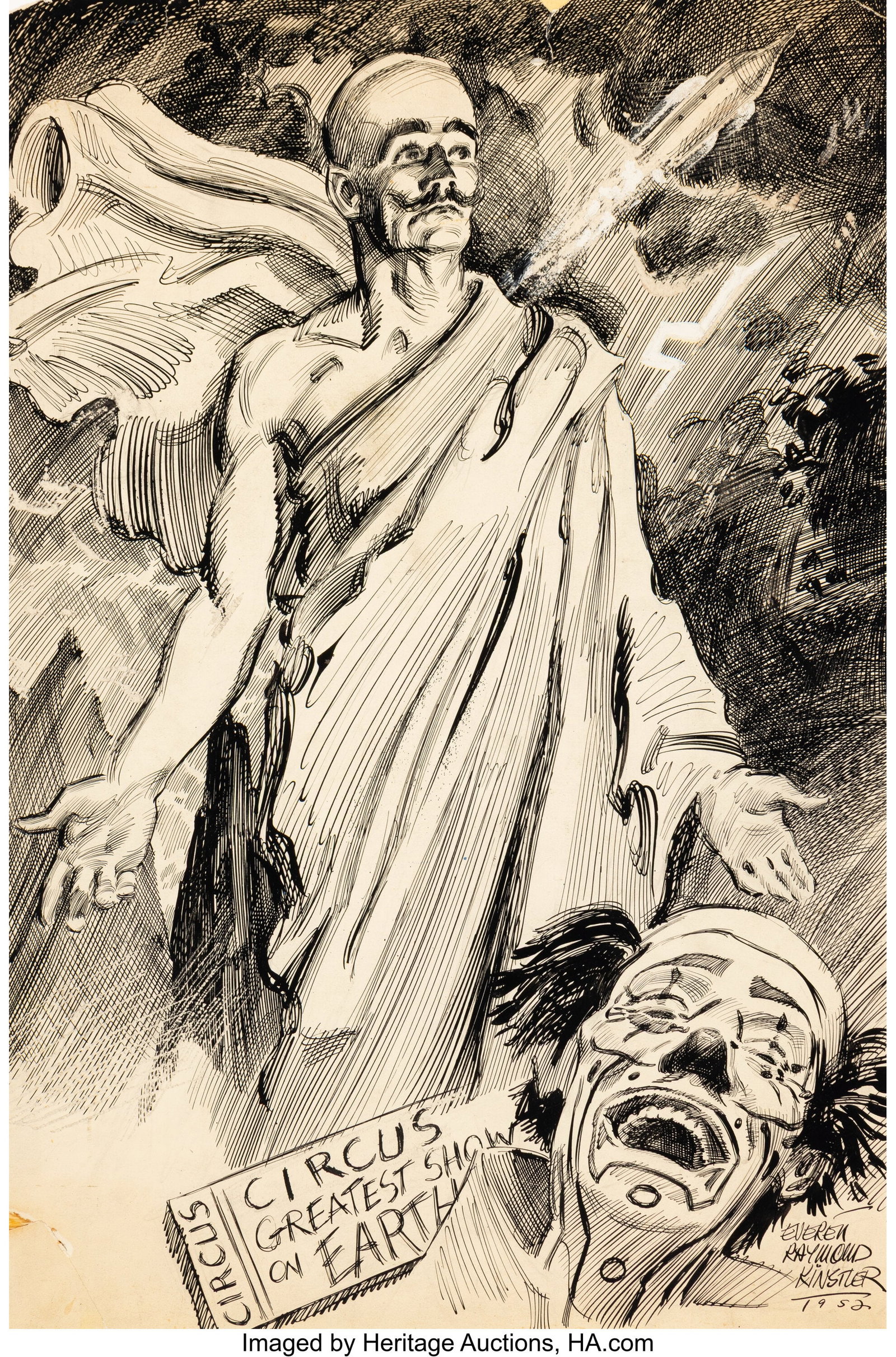 Everett Raymond Kinstler (American, 1926-2019) M: Everett Raymond Kinstler (American, 1926-2019) Mr. Kowtshook, Avon Science Fiction & Fantasy Reader digest interior, January 1953 Ink on paper 20 x 13-1/4 in