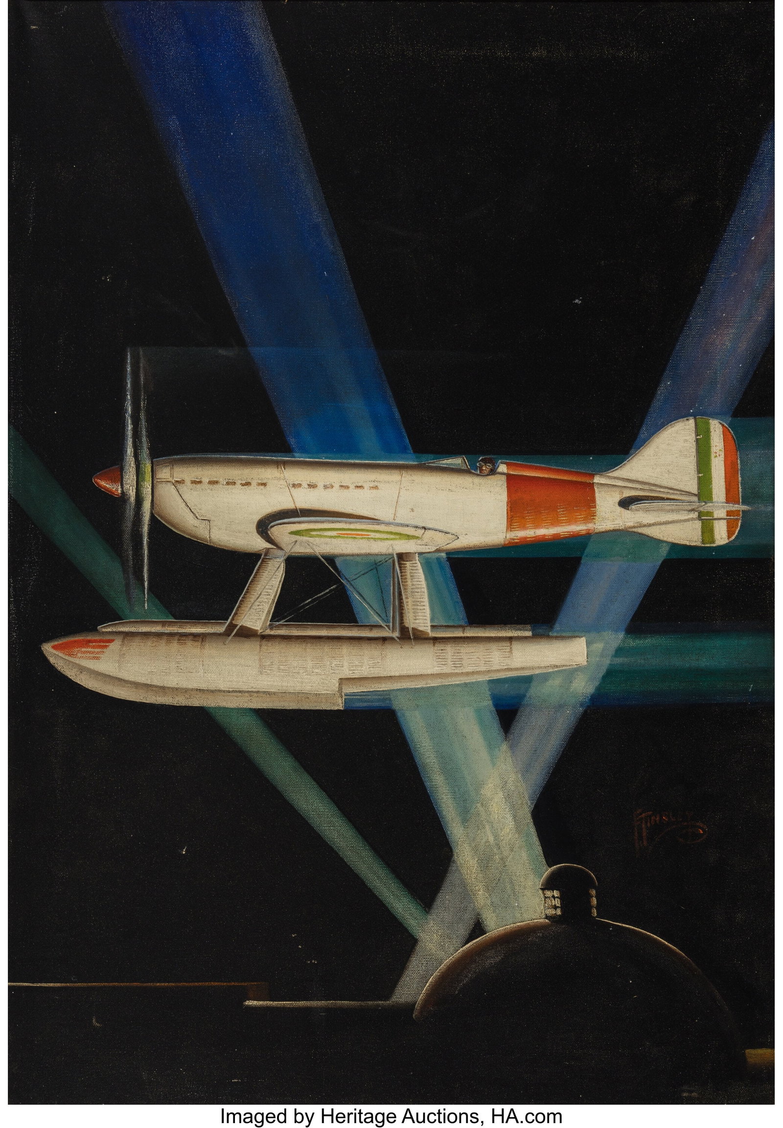 Frank Xavier Theban Tinsley (American, 1899-1965: Frank Xavier Theban Tinsley (American, 1899-1965) The Blood Flower, Bill Barnes Air Adventurer pulp magazine cover, August 1934 Oil on canvas 30 x 21 inches (76&period
