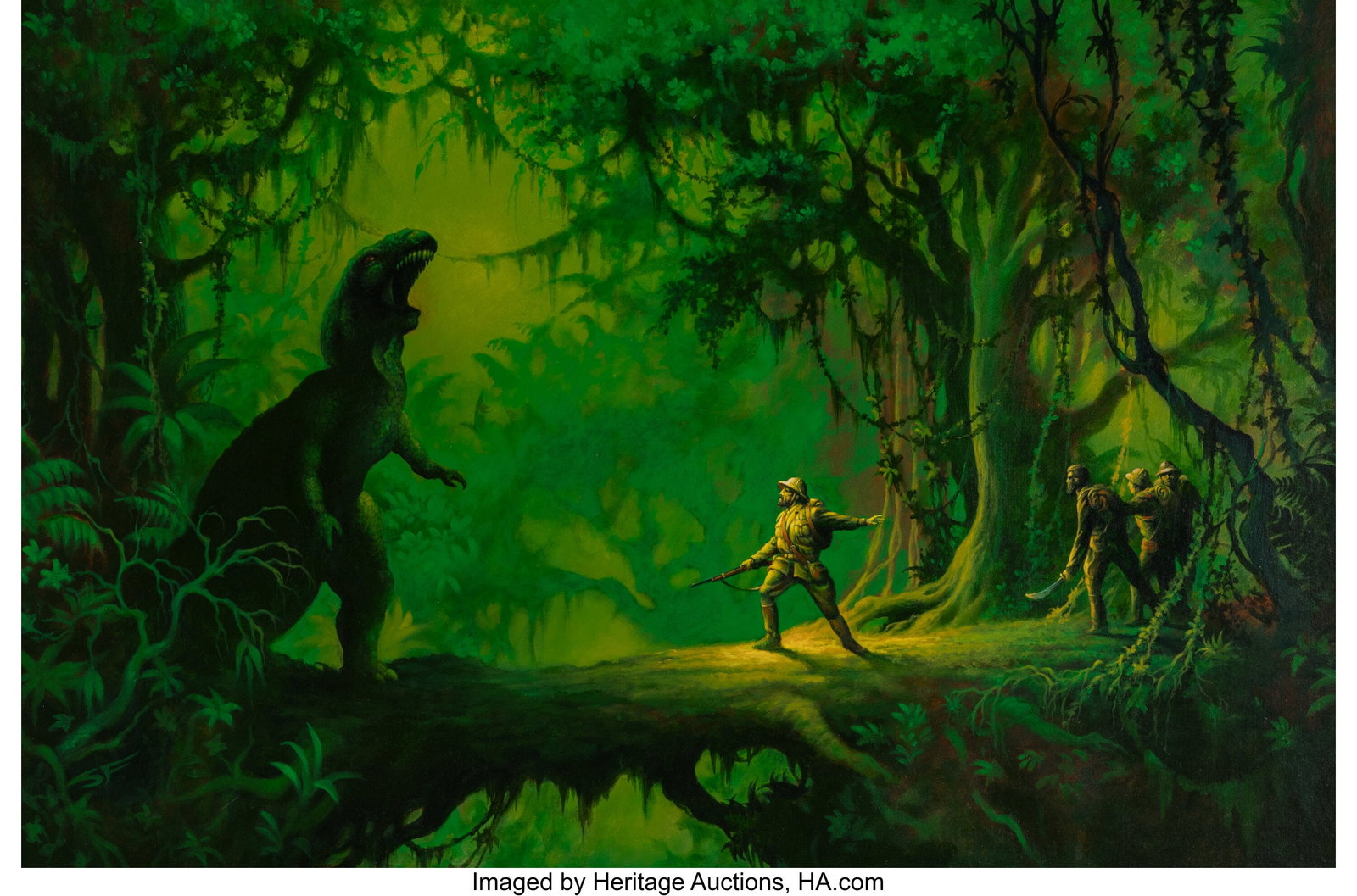 Stephen Fabian (American, 1930-2025) The Lost Wo: Stephen Fabian (American, 1930-2025) The Lost World, 1986 Acrylic on canvasboard 24 x 30 inches (61.0 x 76.2 cm) Initialed lower left: SF Signed&com