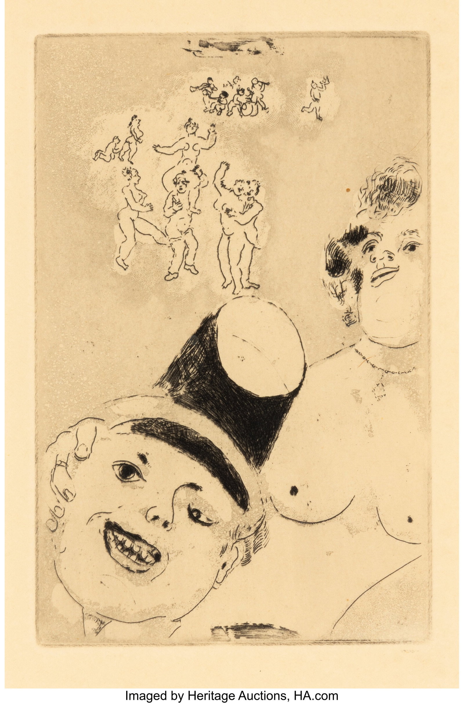 Marc Chagall (French/Russian, 1887-1985) L'Luxur: Marc Chagall (French/Russian, 1887-1985) L'Luxure II from Les sept péchés capitaux, 1925, published 1926 Etching, aquatint, and drypoint on wo