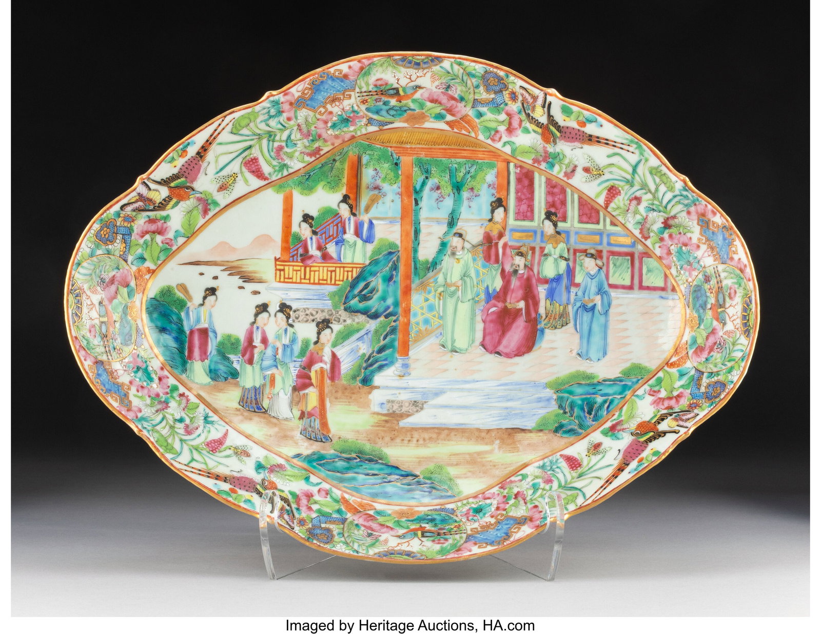 A Chinese Export Famille Rose Footed Platter, ea (1 of 3)