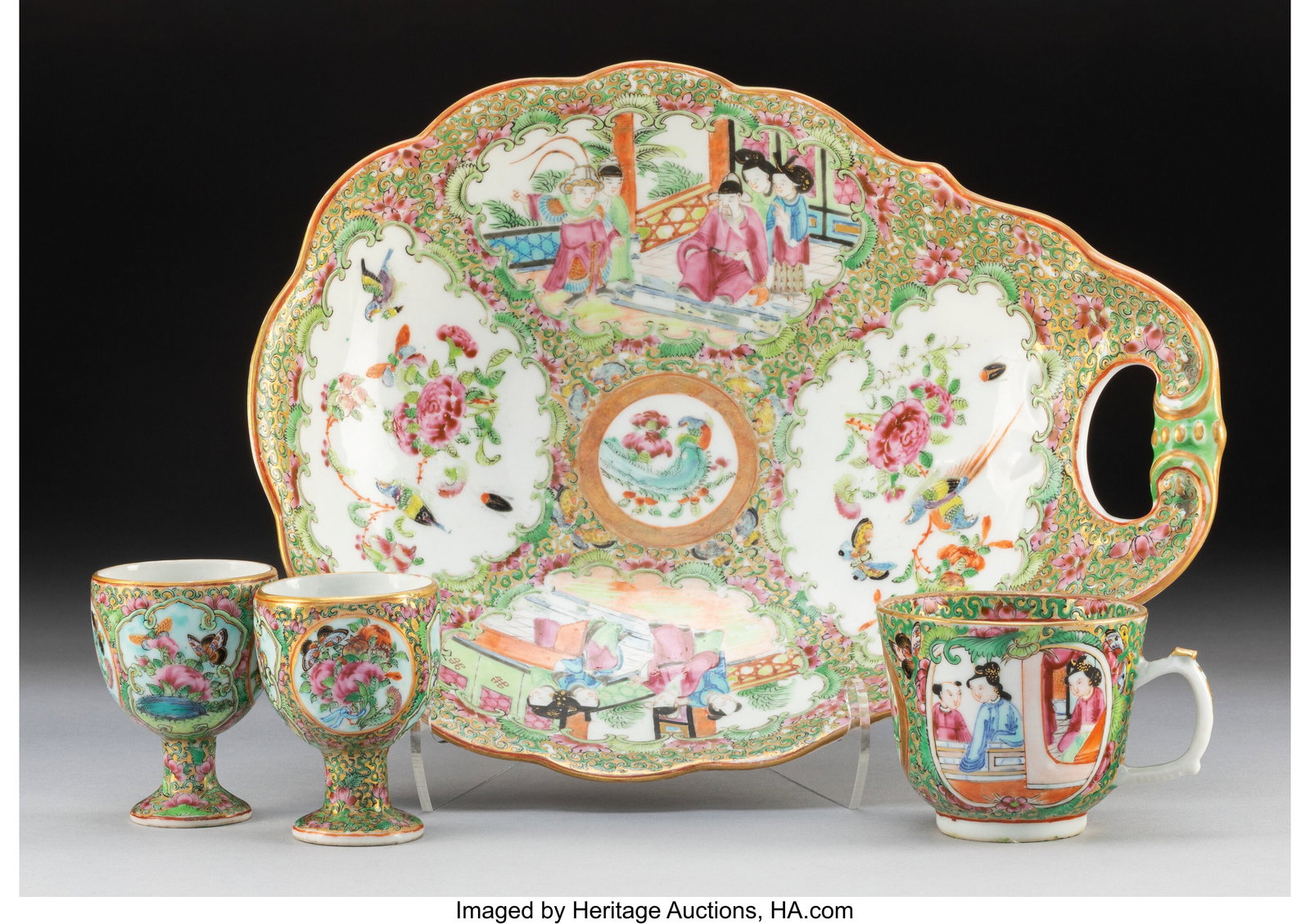 A Chinese Export Rose Medallion Handled Serving  (1 of 2)